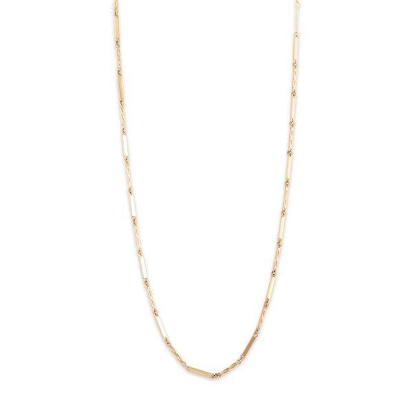 Vintage 14k Yellow Gold 2.3mm Long Infinity & Geometric Bar Link Chain 24.5
