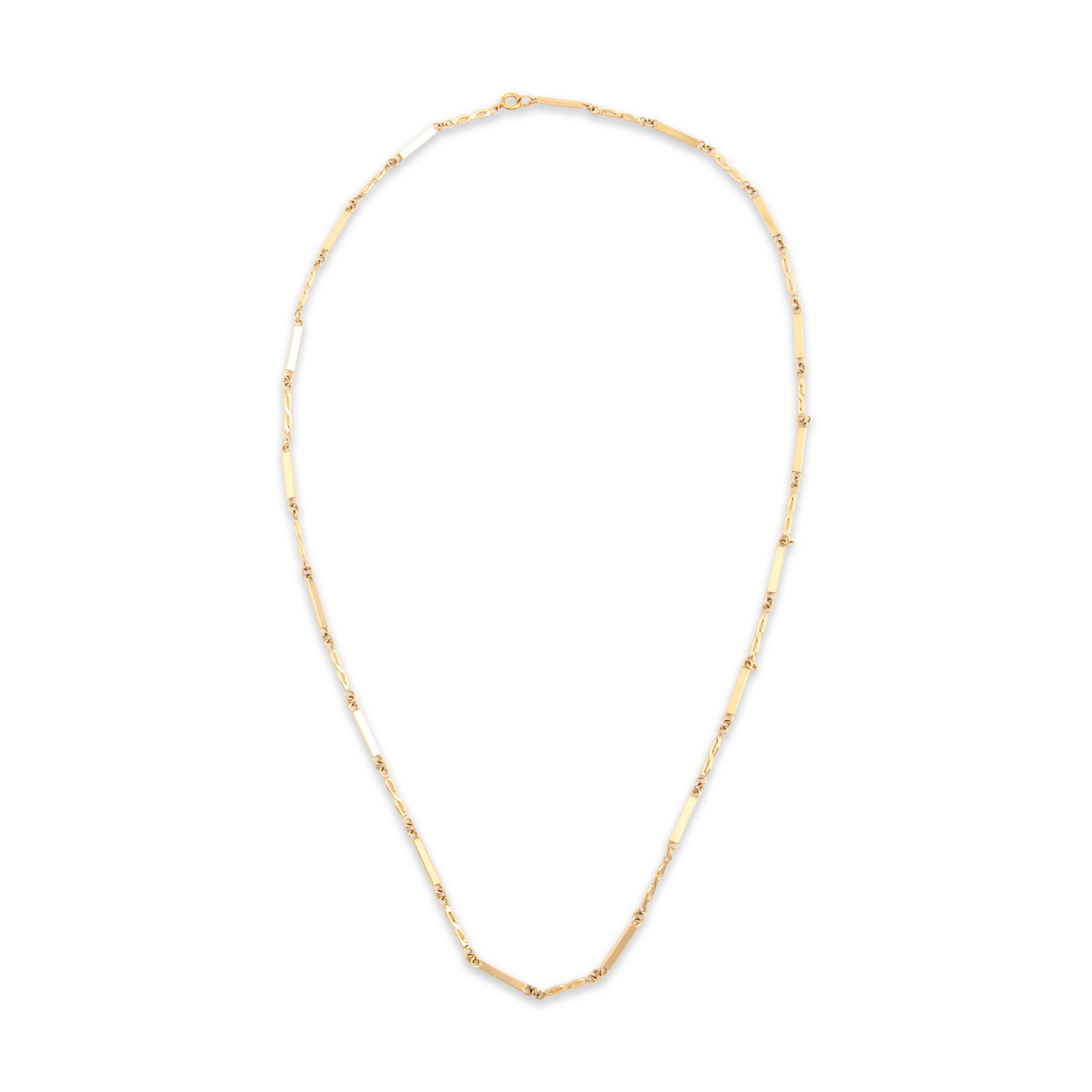 Vintage 14k Yellow Gold 2.3mm Long Infinity & Geometric Bar Link Chain - Overall view
