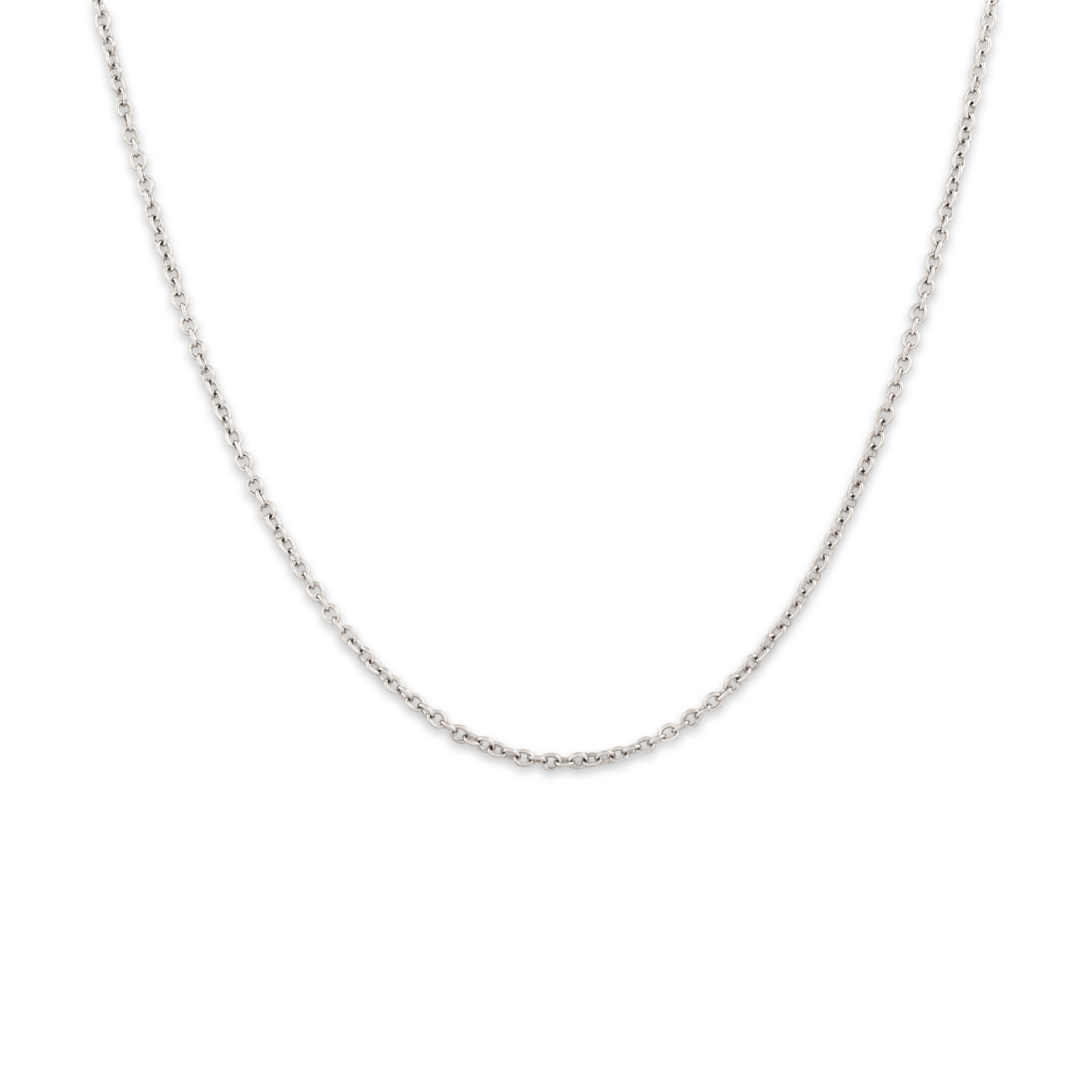 Vintage Italian 18k White Gold 1.55mm Classic Cable Chain - Close-up view