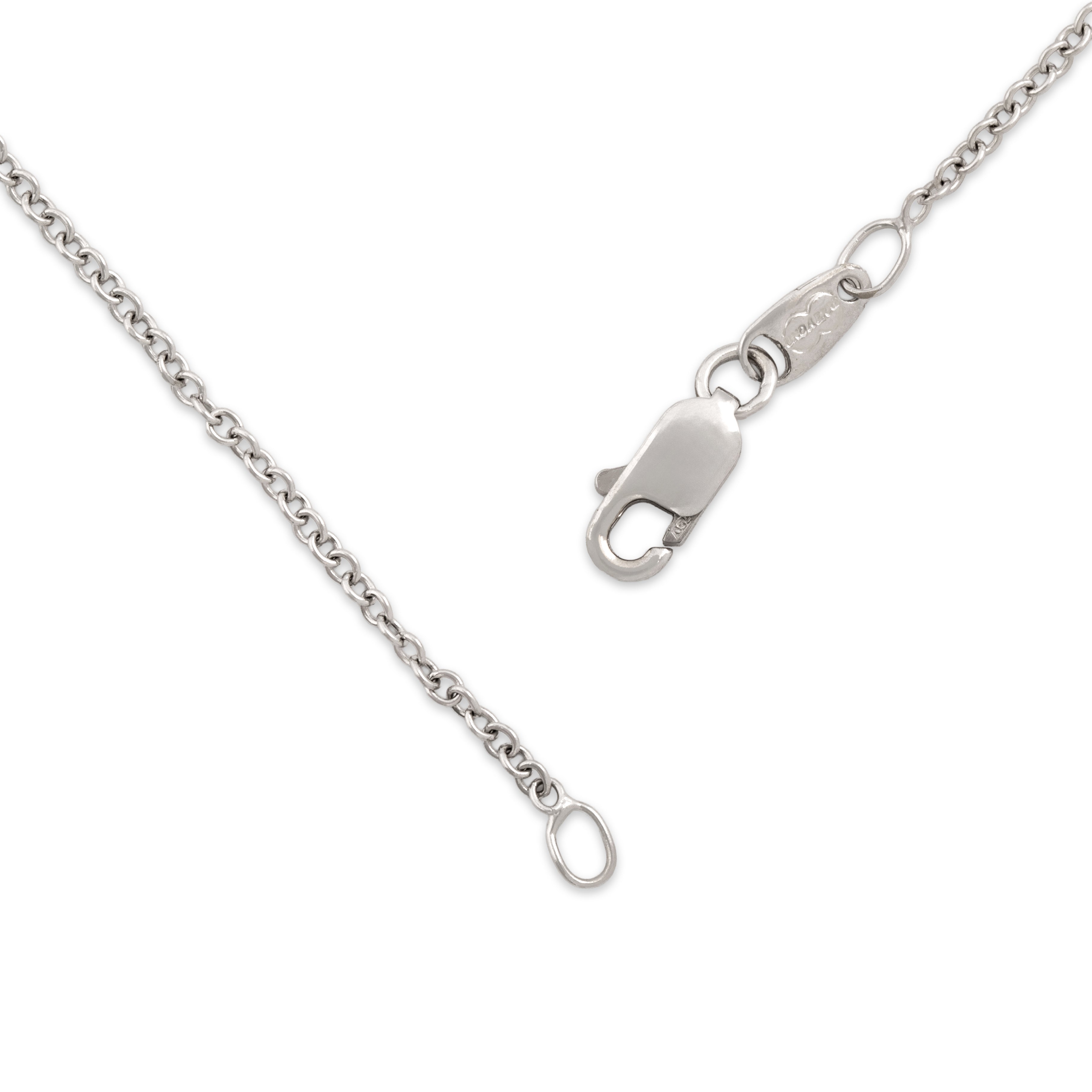 Vintage Italian 18k White Gold 1.55mm Classic Cable Chain - clasp view