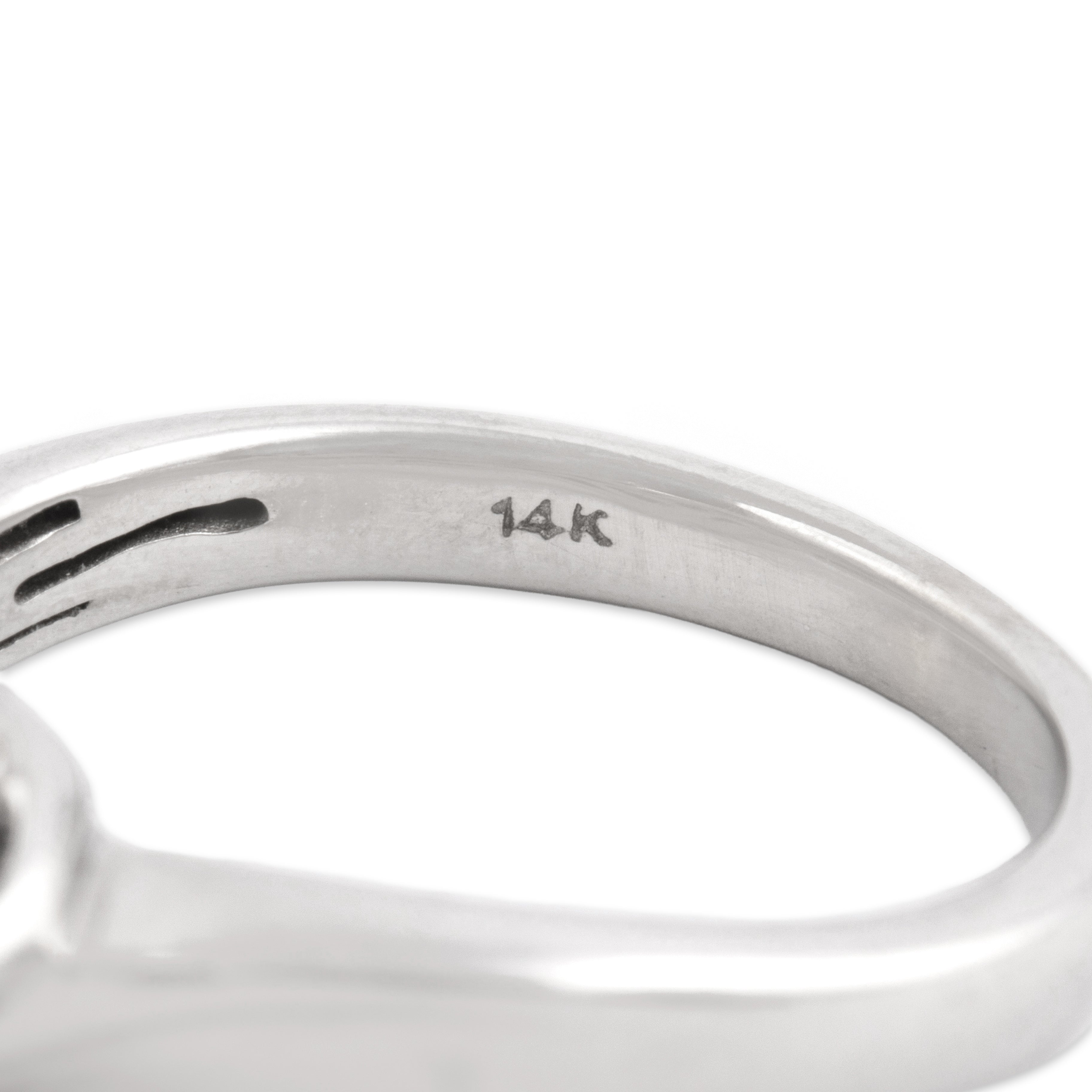 Vintage Heavy 14k White Gold Ruby Diamond Dazzling Trio Twist Ring - Hallmark view