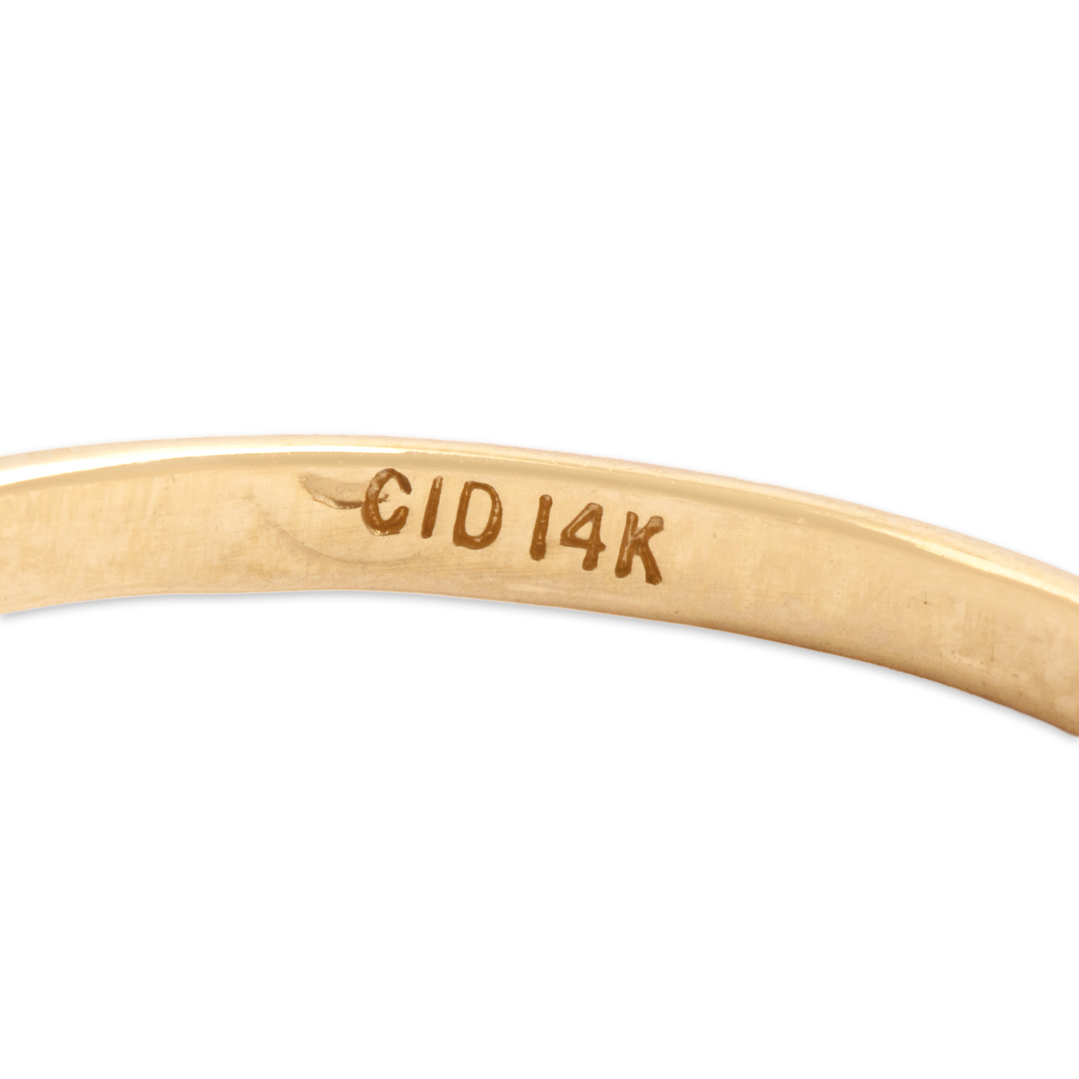 Vintage 14k Yellow Gold Blue Sapphire Delicate Curved Bypass Ring - Hallmark view