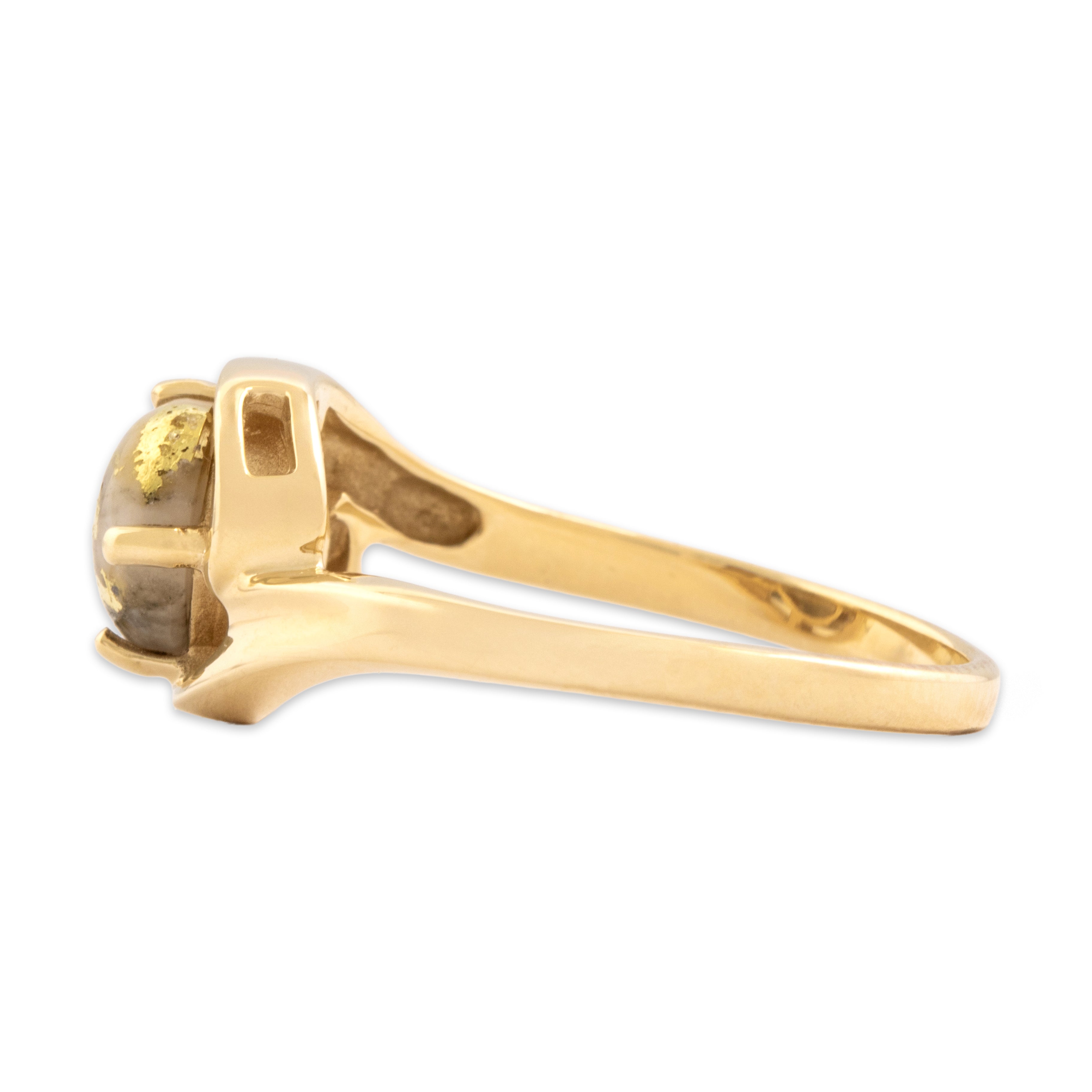 Vintage 14k Yellow Gold 1.07ct Gold-Vein Quartz Naturalistic Bypass Flow Ring - Side view