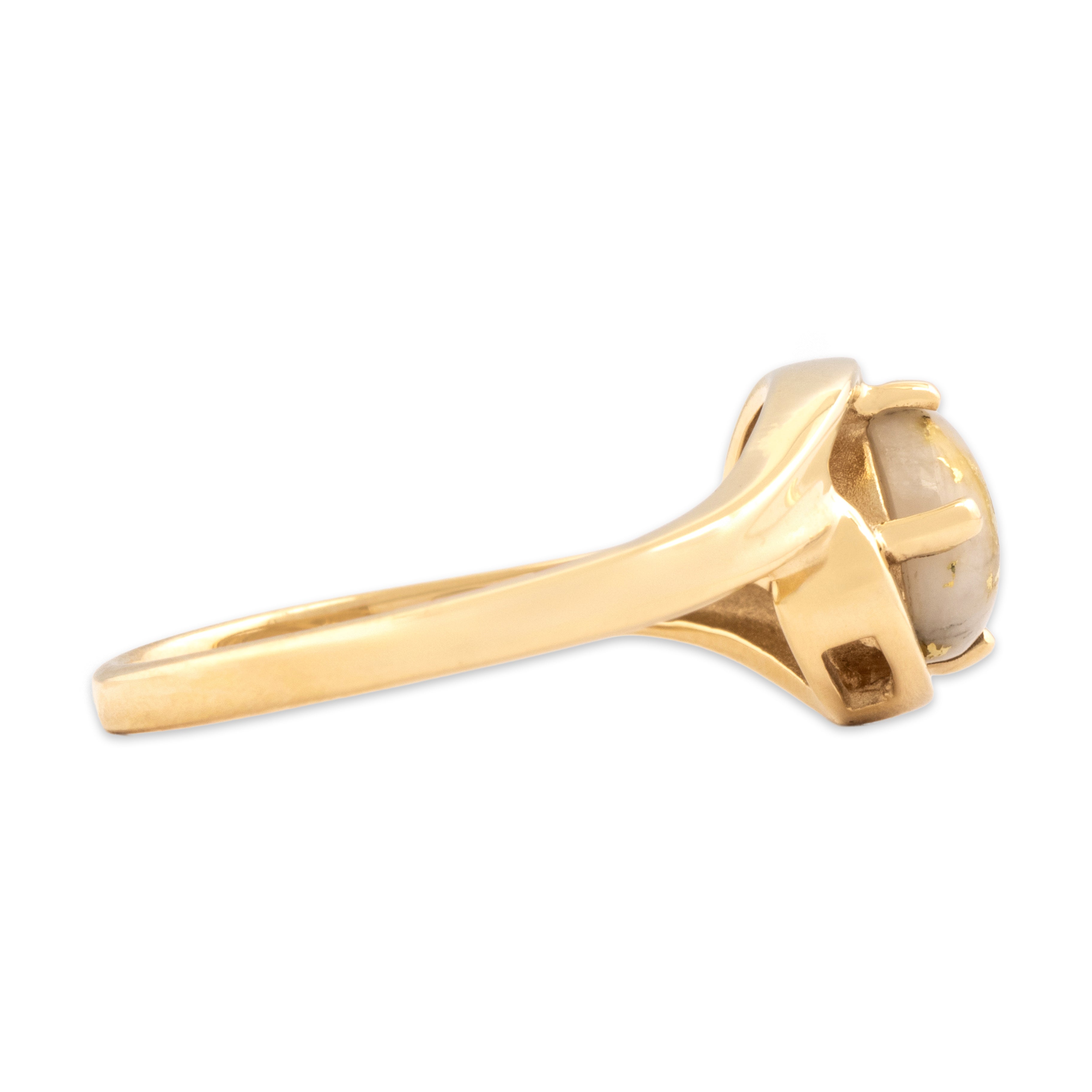 Vintage 14k Yellow Gold 1.07ct Gold-Vein Quartz Naturalistic Bypass Flow Ring - Side view