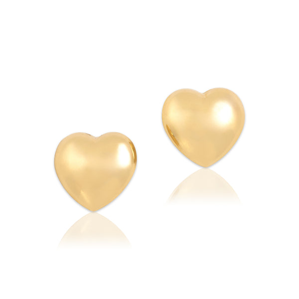 Estate 14k Yellow Gold Adorable Puffy Heart Stud Earrings