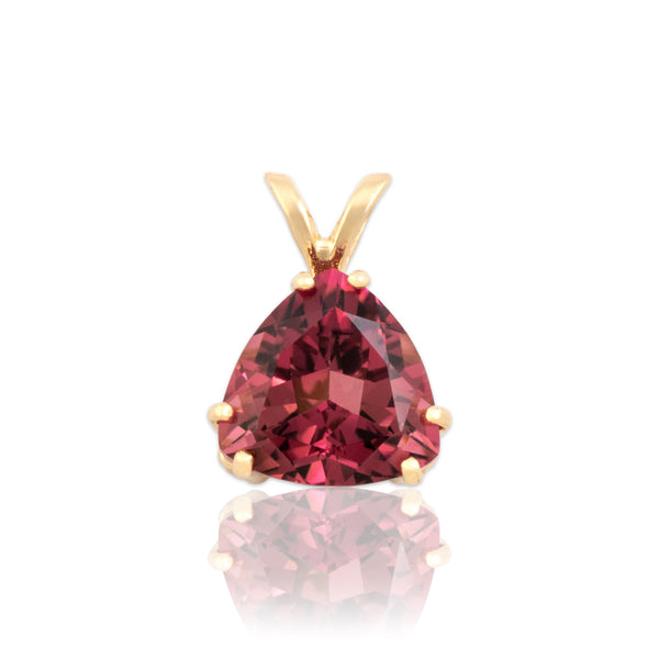 Vintage 14k Yellow Gold 2.42ct Pink Tourmaline Striking Double Pronged Pendant