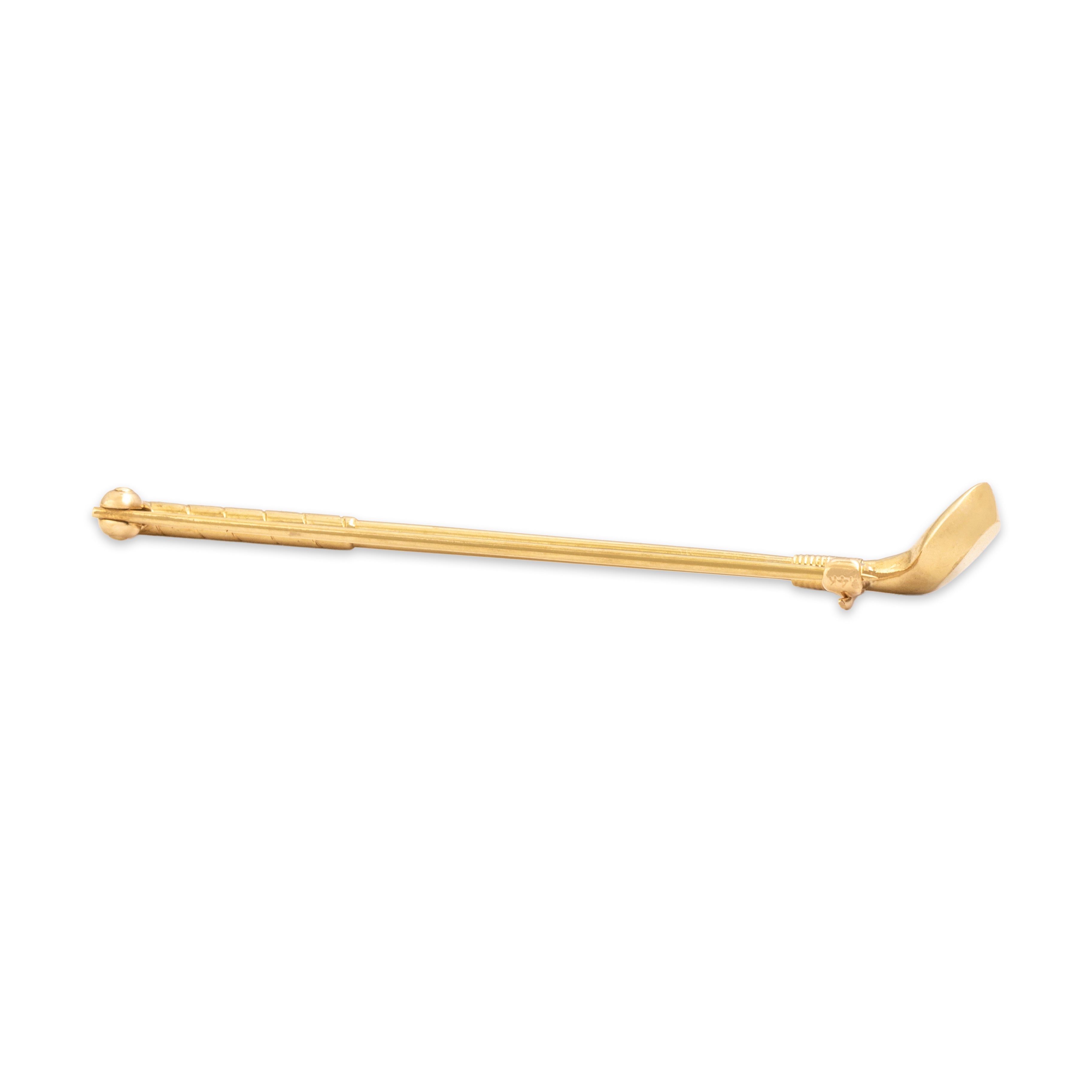 Vintage Mid-Century 14k Yellow Gold Pearl Golf Club Driver Brooch / Pin - detail view #1