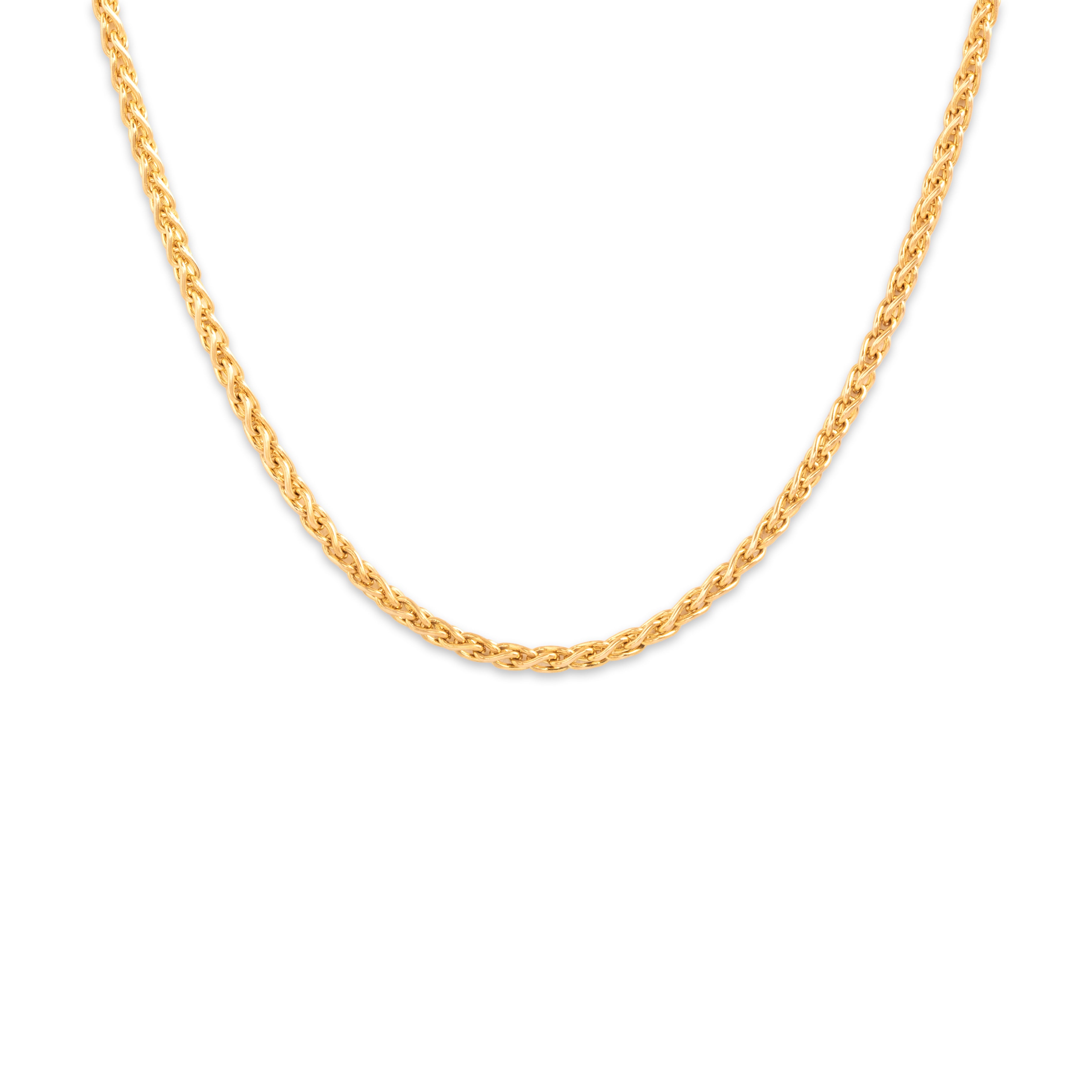 Vintage Italian 14k Yellow Gold 2mm Gleaming Dimensional Wheat Chain - detail view #1