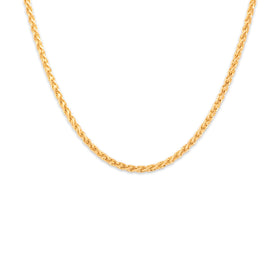 Vintage Italian 14k Yellow Gold 2mm Gleaming Dimensional Wheat Chain 20.25"