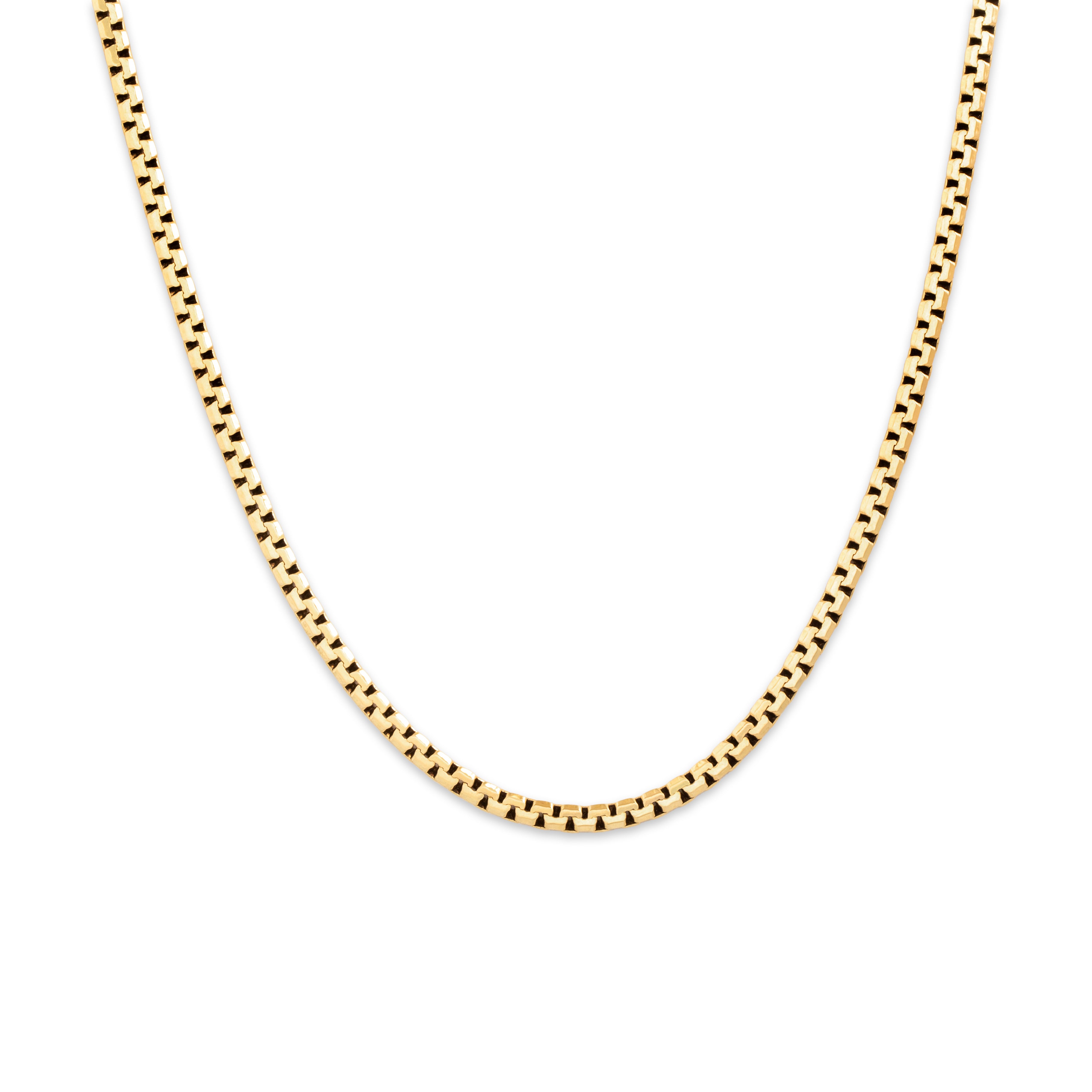 Vintage Italian 14k Yellow Gold 2.3mm Shiny Chic Boston Link Chain - detail view #1