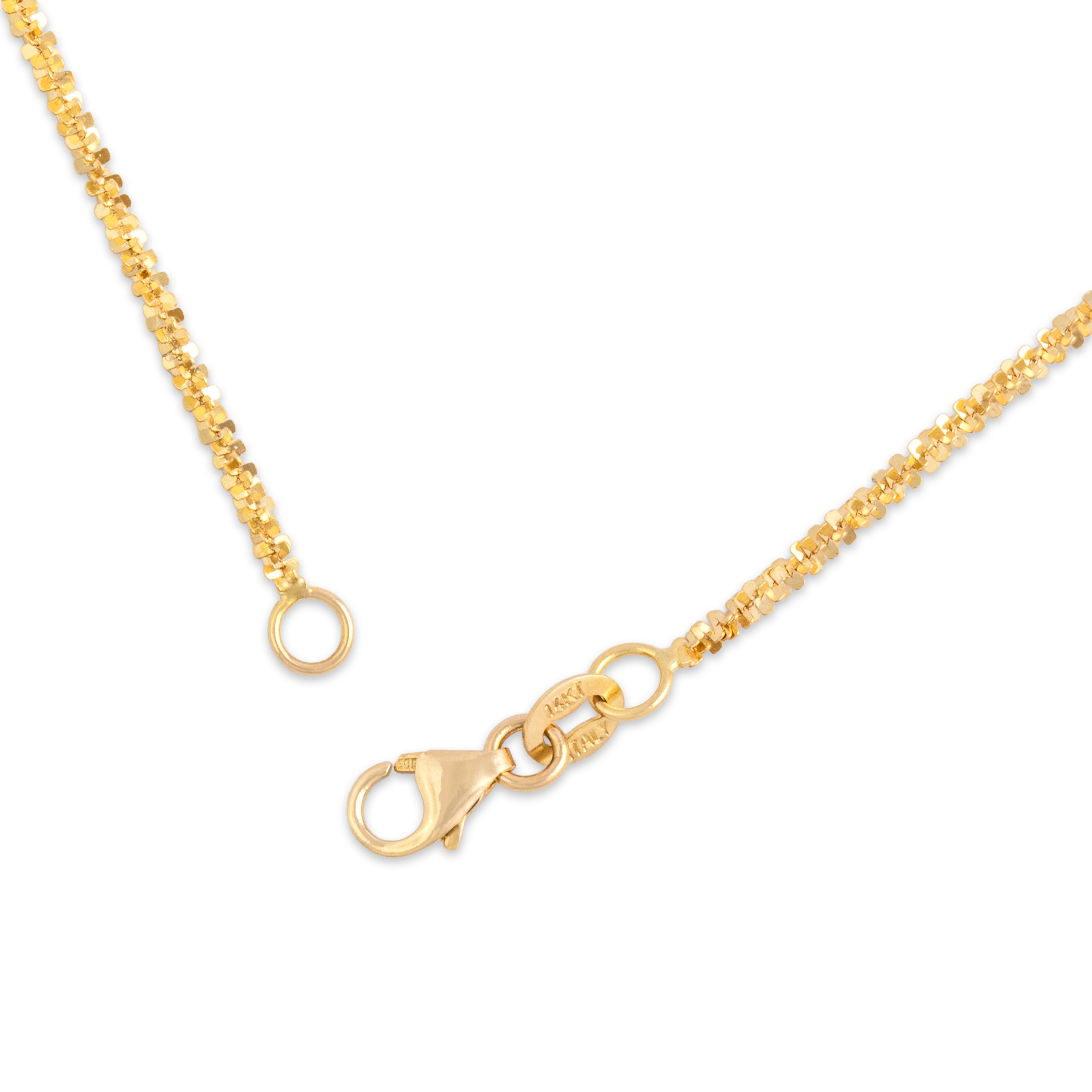 Vintage Italian 14k Yellow Gold 1.6mm Sparkling Margarita Chain - clasp view