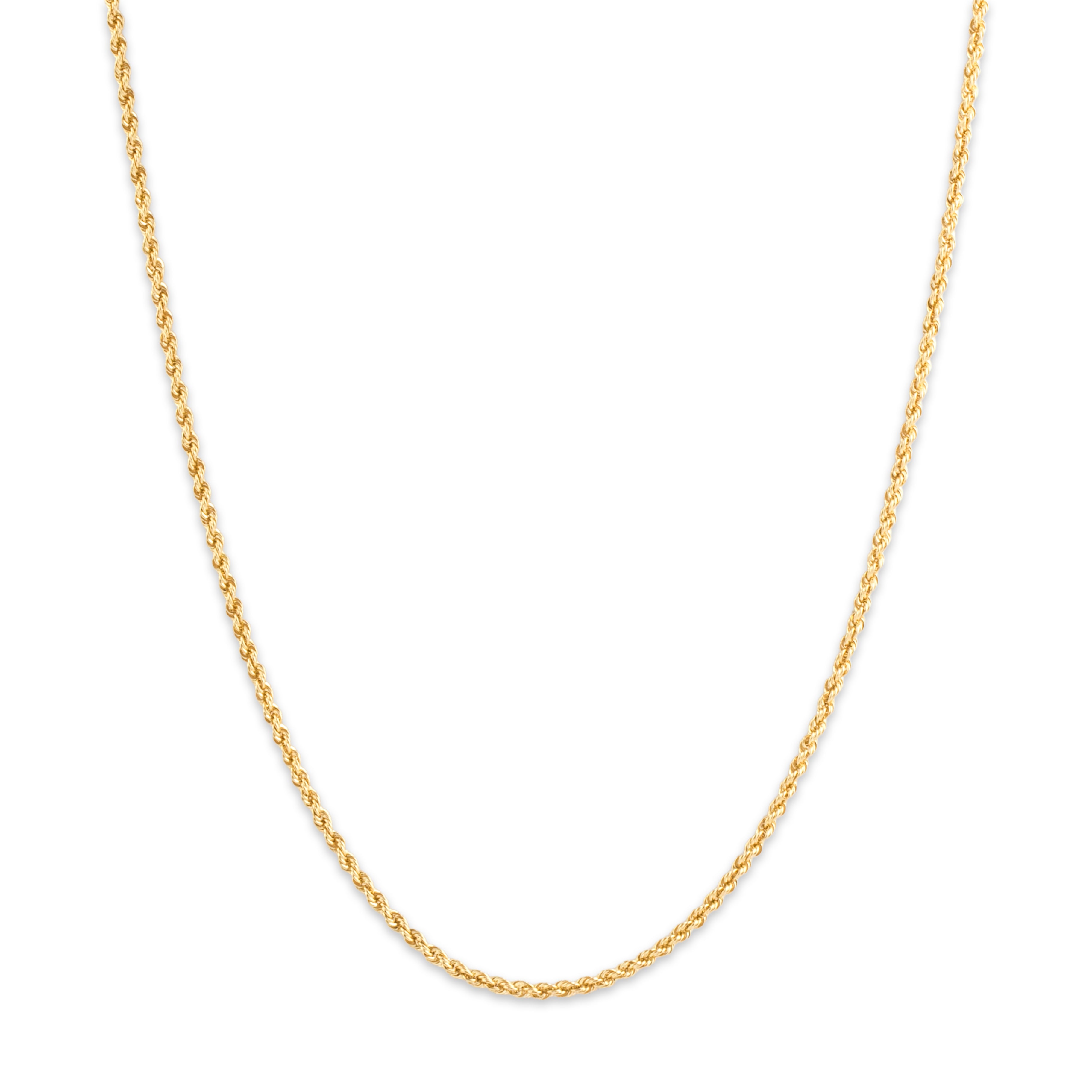 Vintage 14k Yellow Gold 1.8mm Simple Sparkling Rope Chain - Close-up view