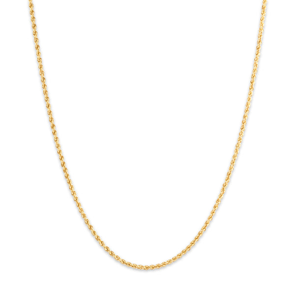 Vintage 14k Yellow Gold 1.8mm Simple Sparkling Rope Chain 18