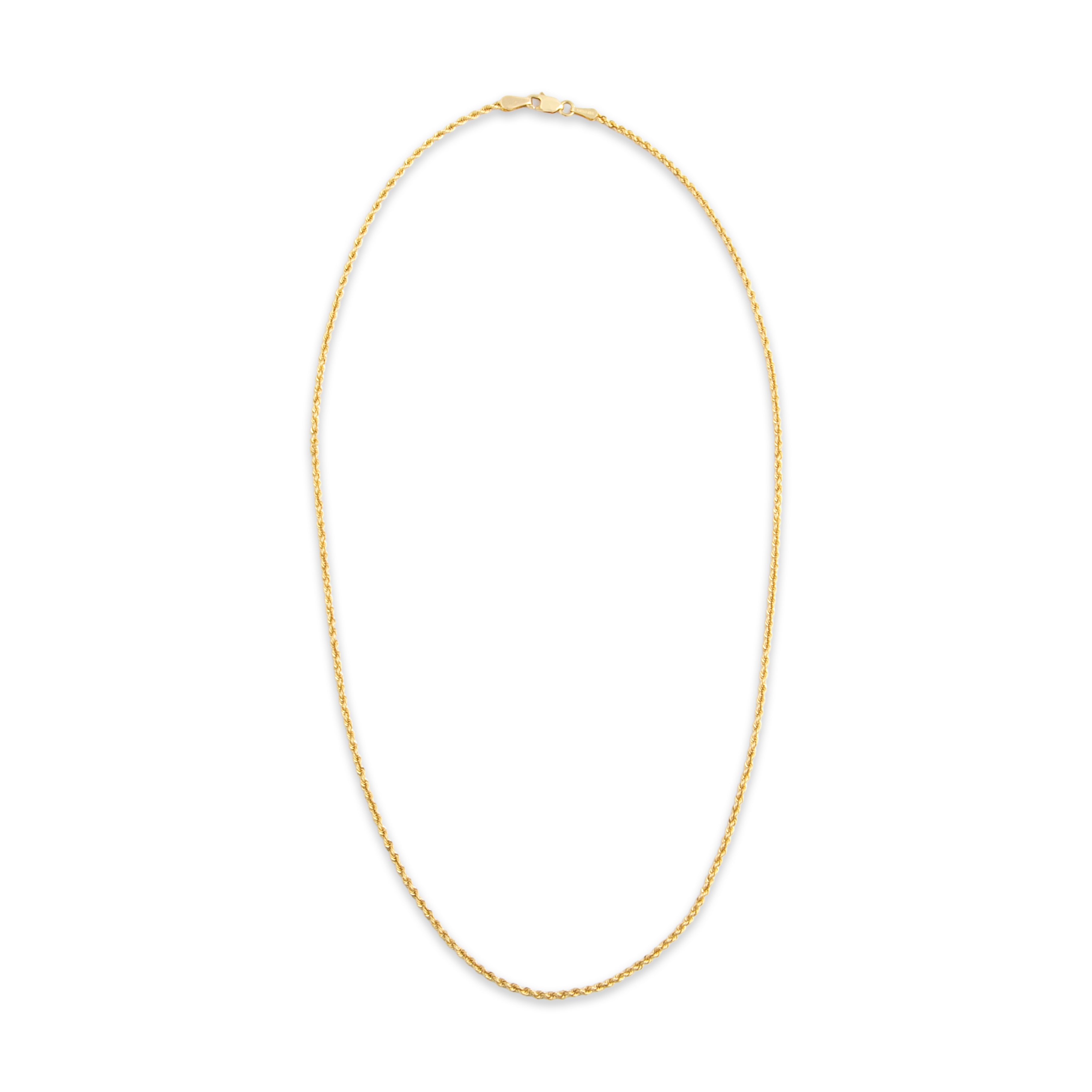 Vintage 14k Yellow Gold 1.8mm Simple Sparkling Rope Chain - Overall view
