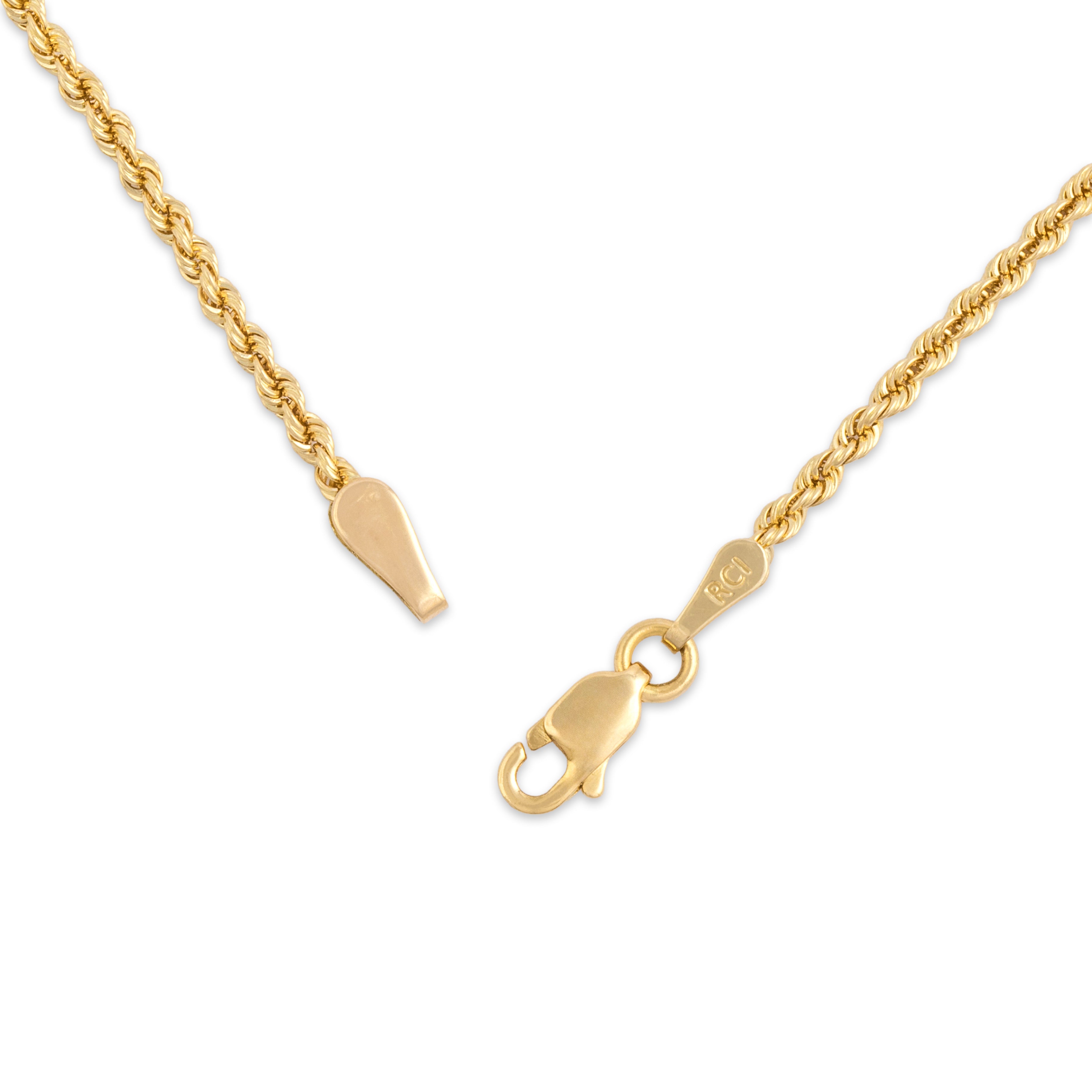 Vintage 14k Yellow Gold 1.8mm Simple Sparkling Rope Chain 18