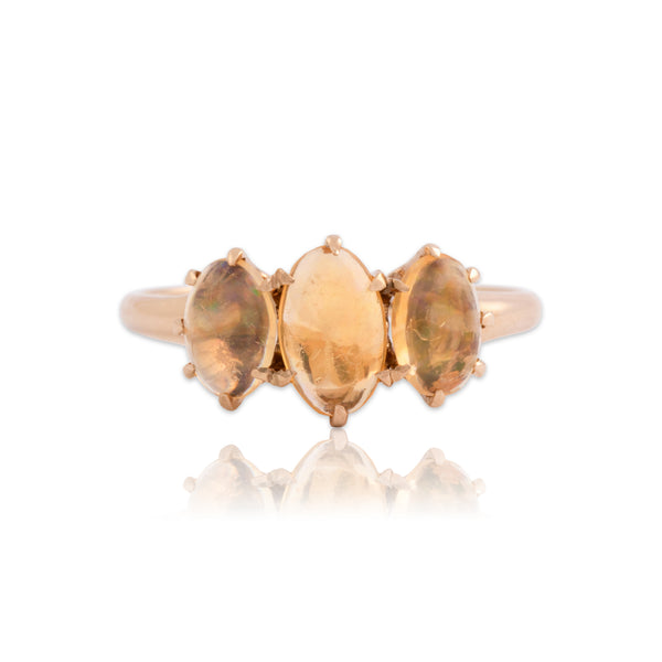 Antique Shafer & Douglas 10k Rosy Yellow Gold 1.13cttw Jelly Opal Trio Ring 7.50