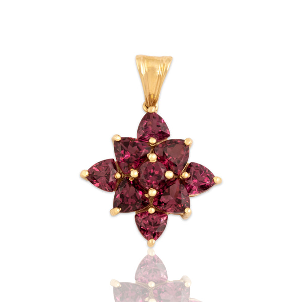 Vintage 10k Yellow Gold 3.55cttw Dark Pink Garnet Vibrant Berry Star Pendant