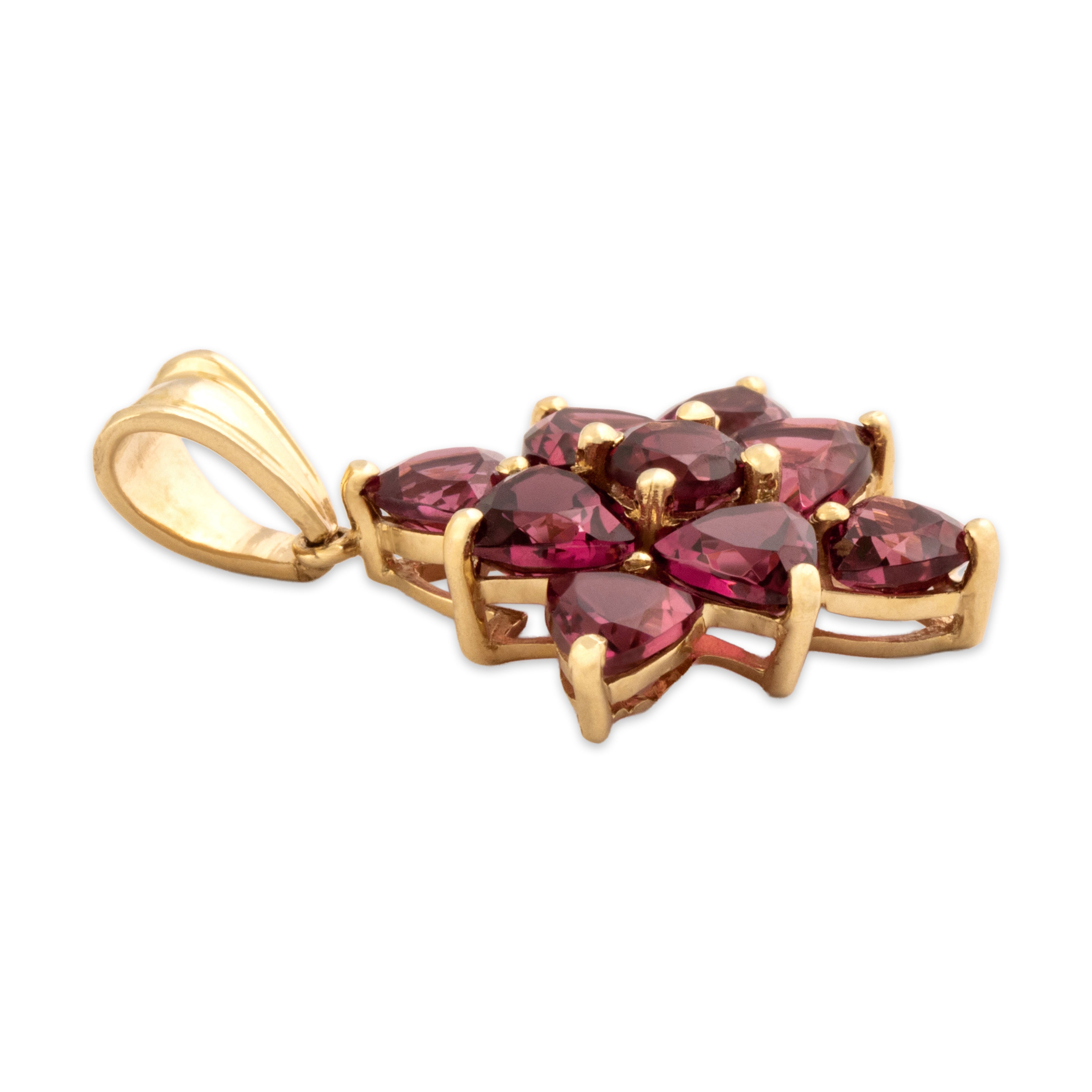 Vintage 10k Yellow Gold 3.55cttw Dark Pink Garnet Vibrant Berry Star Pendant