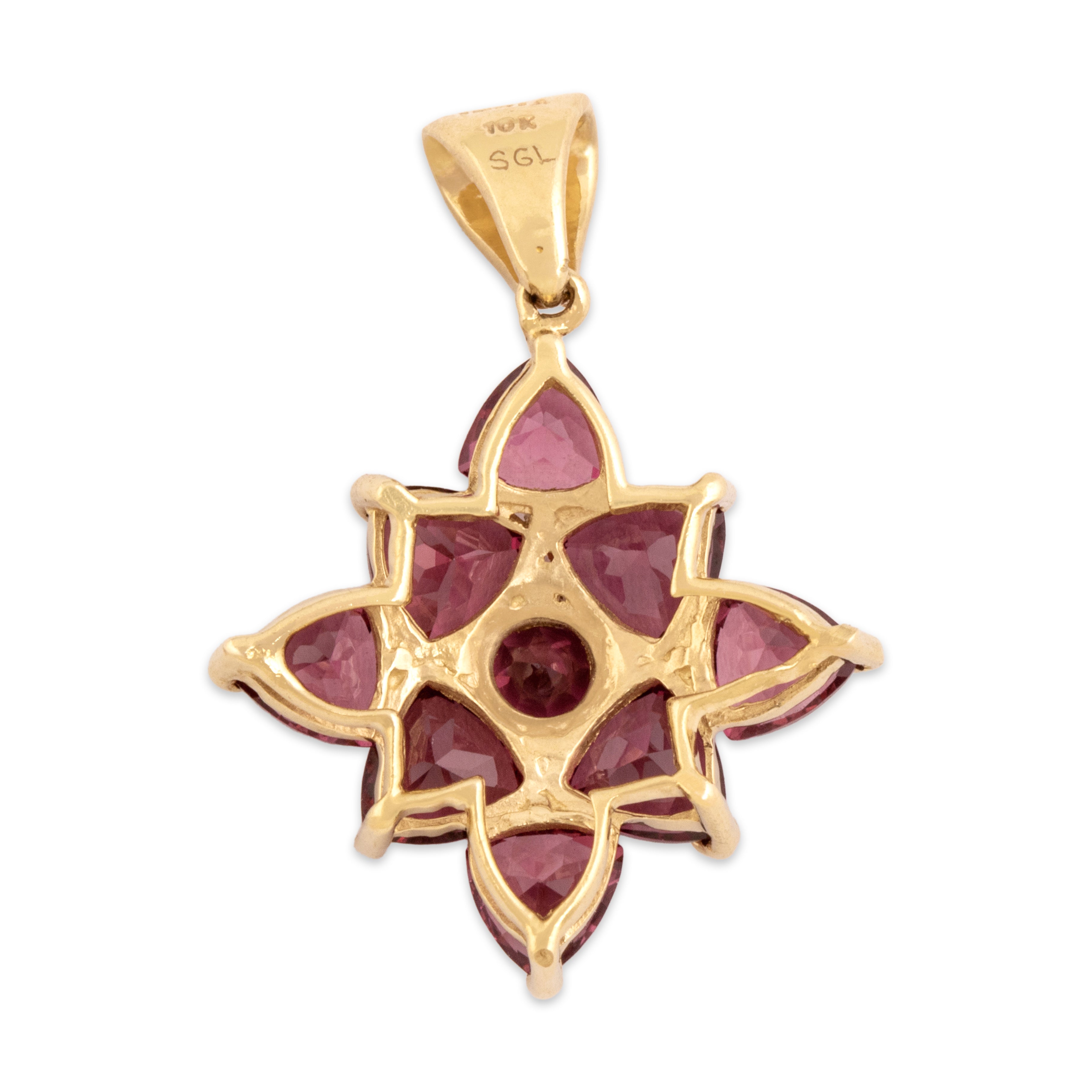 Vintage 10k Yellow Gold 3.55cttw Dark Pink Garnet Vibrant Berry Star Pendant