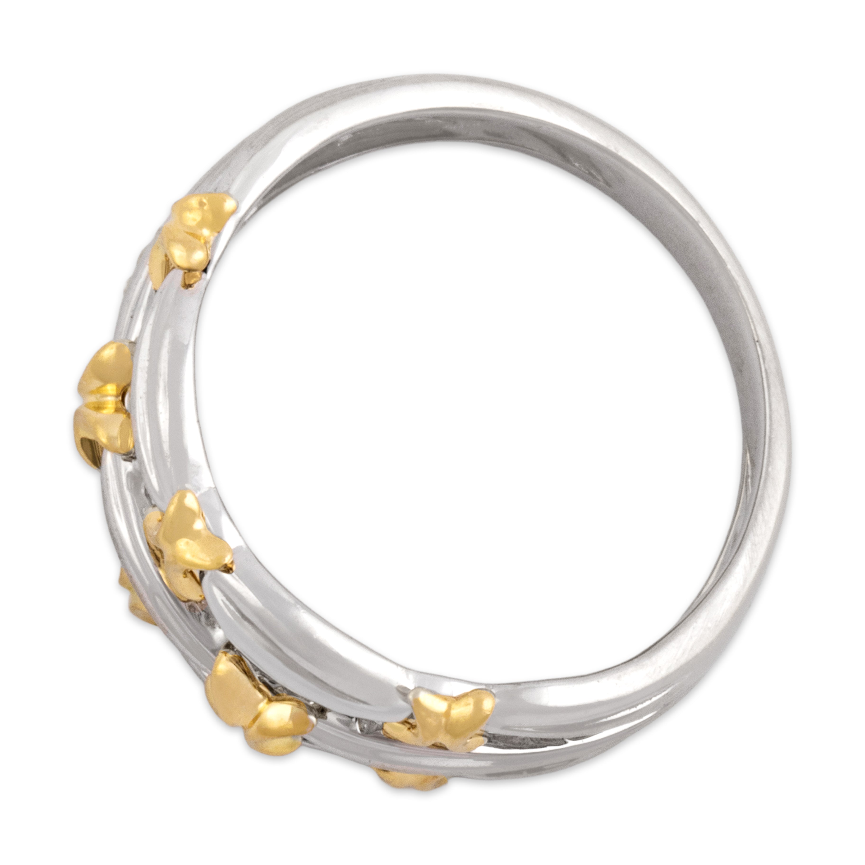 Vintage 18k White & Yellow Gold Two Tone X Crossover Ring - Overall view