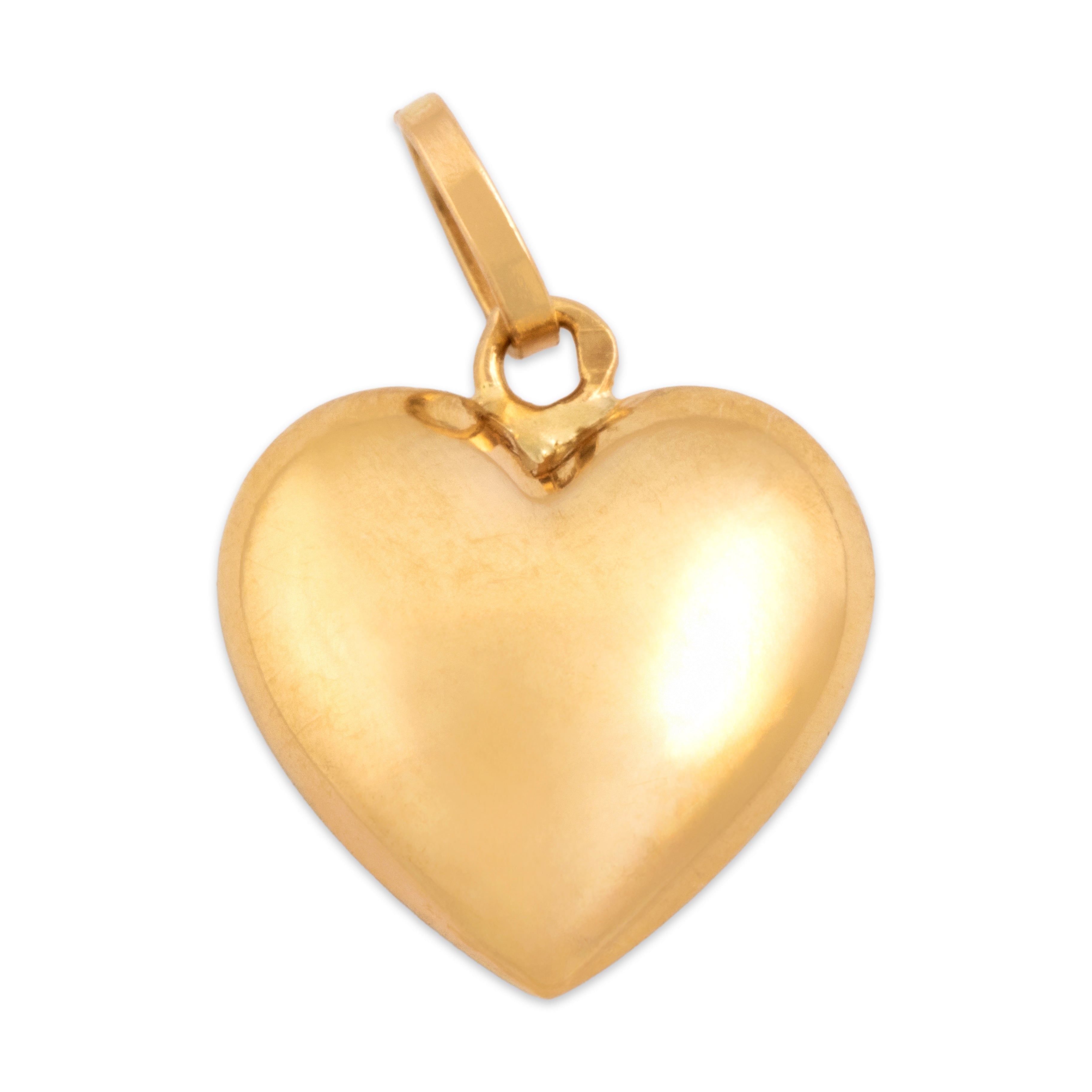 Vintage Portuguese 19k Yellow Gold Delicate Bubble Heart Floral Enamel Pendant - Back view