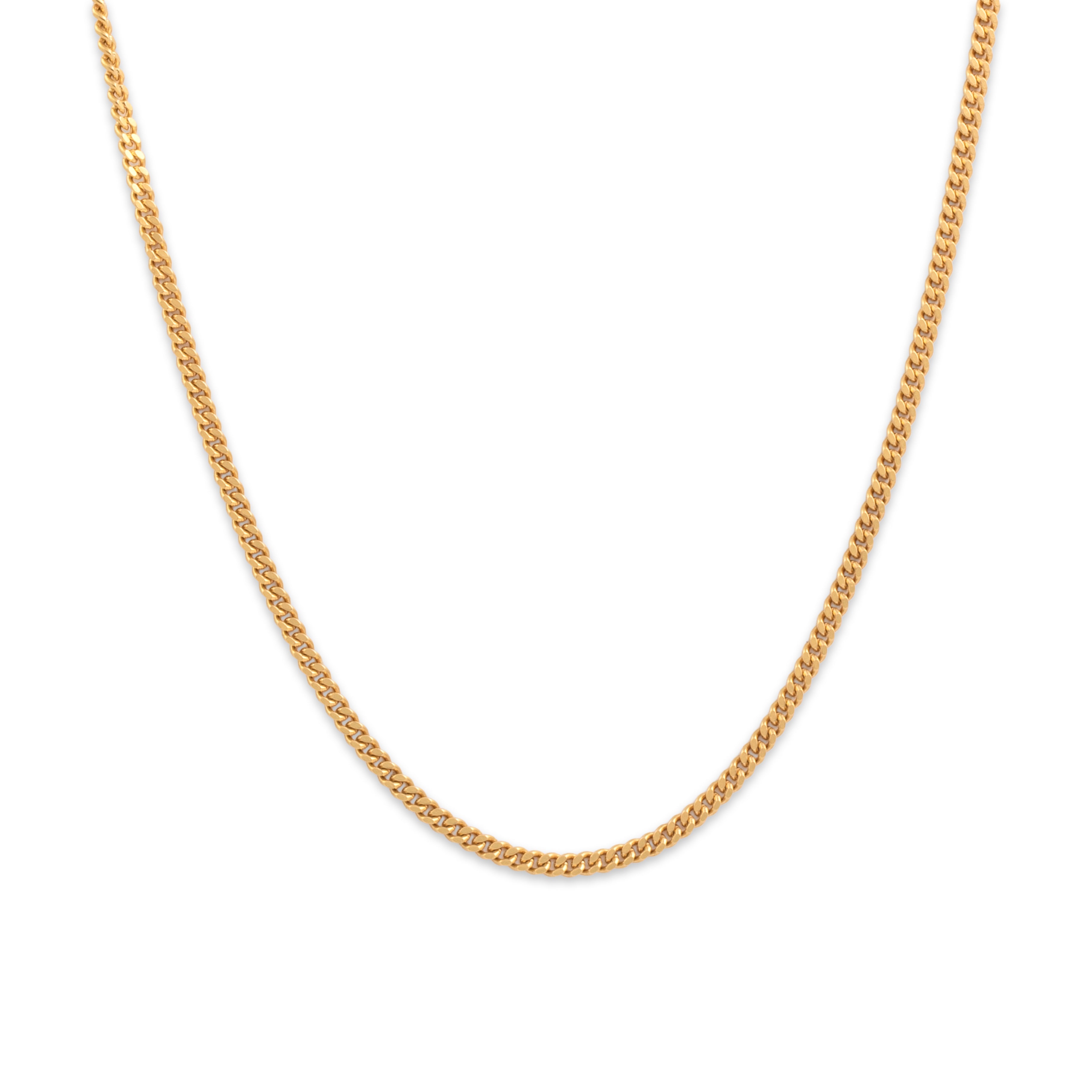 Vintage Giovanni Balestra & Figli Italian 18k Yellow Gold 2mm Shiny Sleek Curb Chain - Close-up view