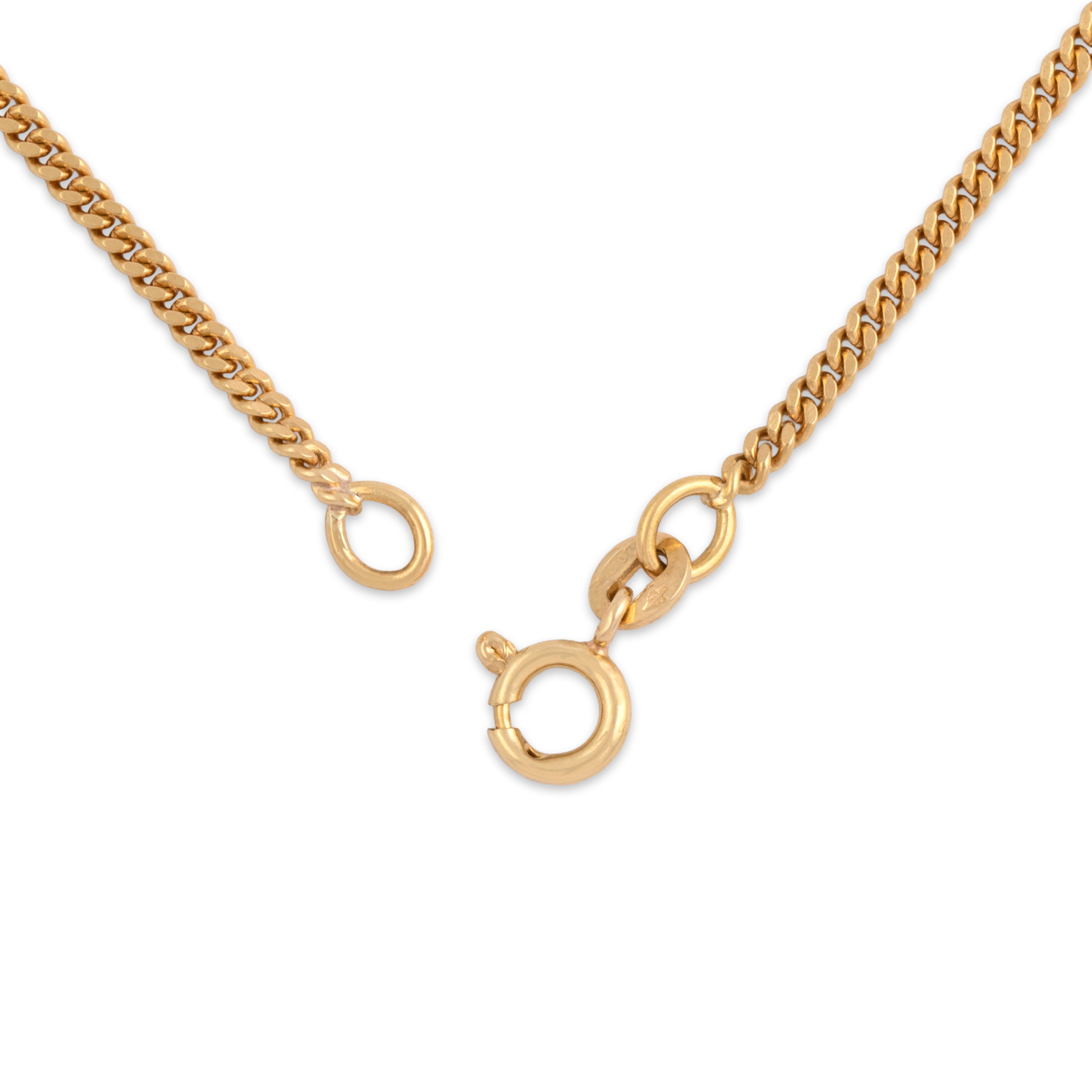 Vintage Giovanni Balestra & Figli Italian 18k Yellow Gold 2mm Shiny Sleek Curb Chain - clasp view