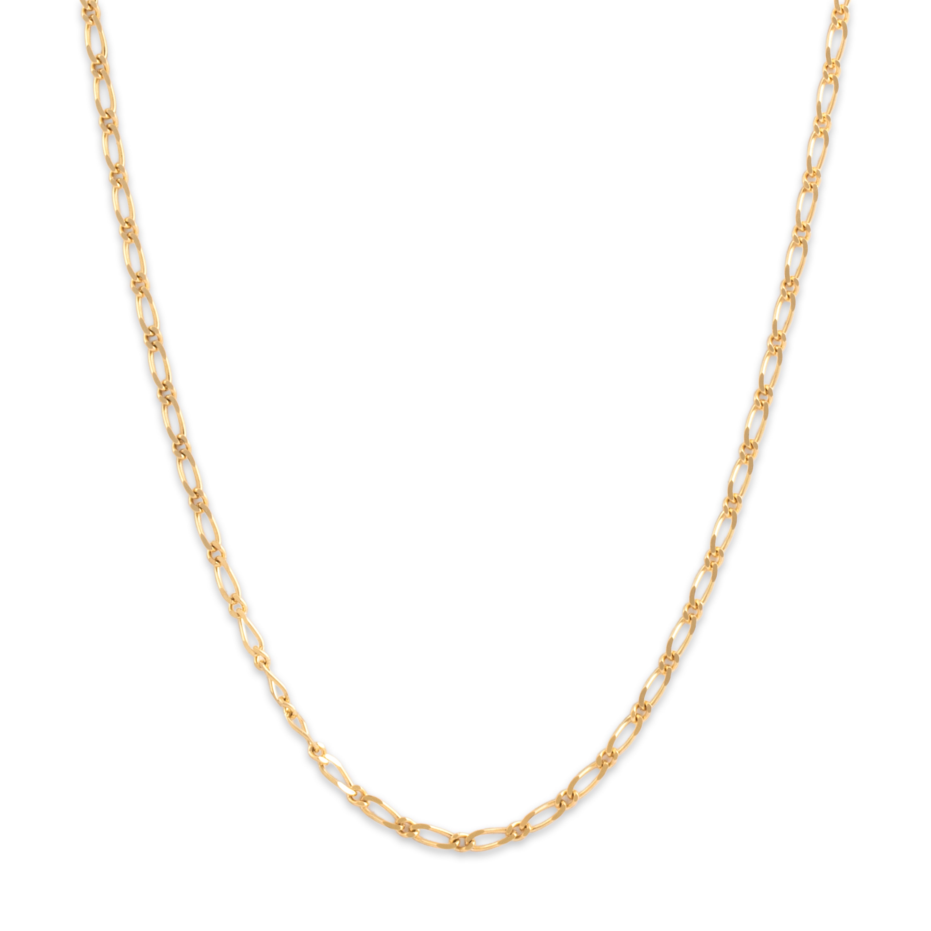 Vintage 18k Yellow Gold 2.2mm Twinkling Diamond Cut Figaro Chain - Close-up view