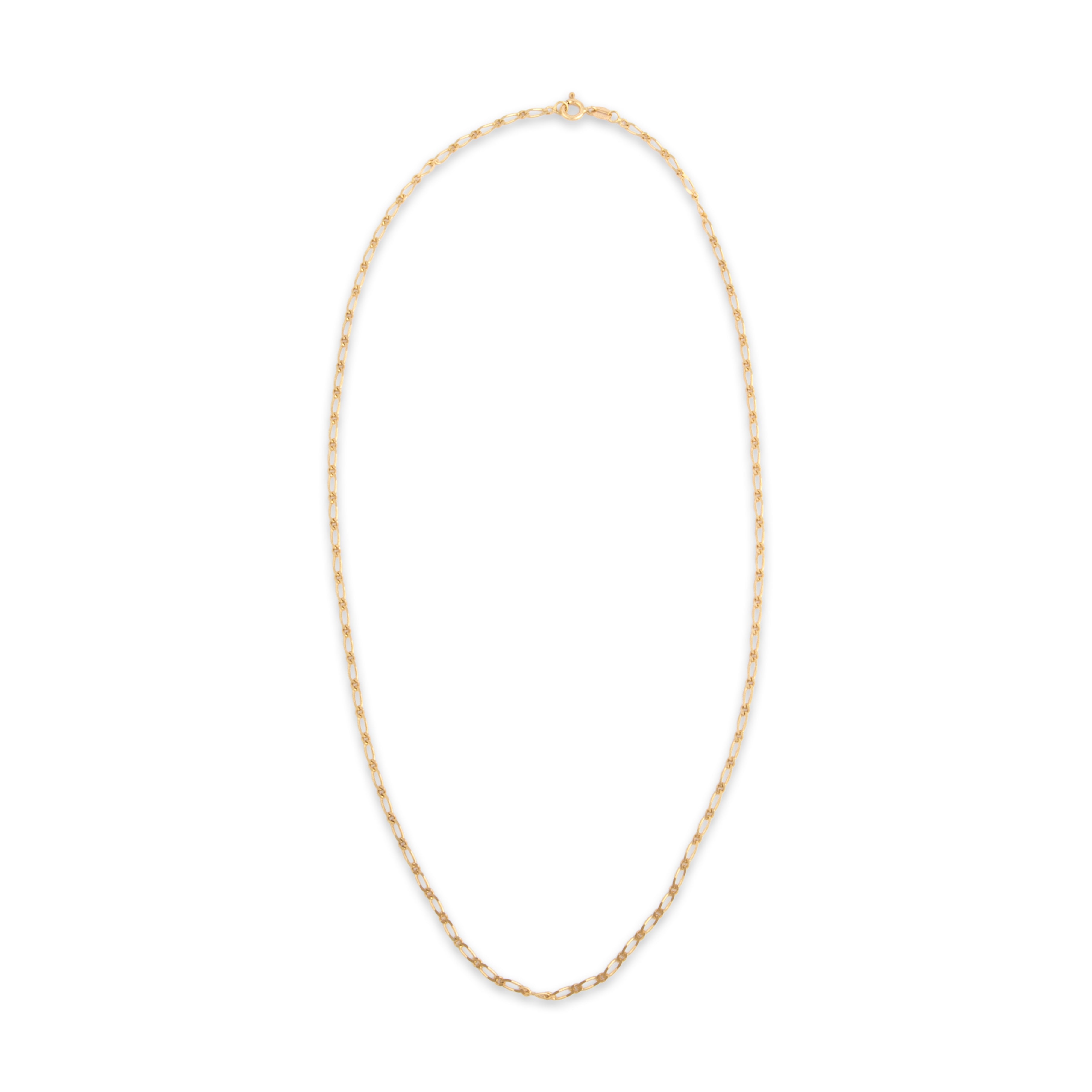 Vintage 18k Yellow Gold 2.2mm Twinkling Diamond Cut Figaro Chain - Overall view