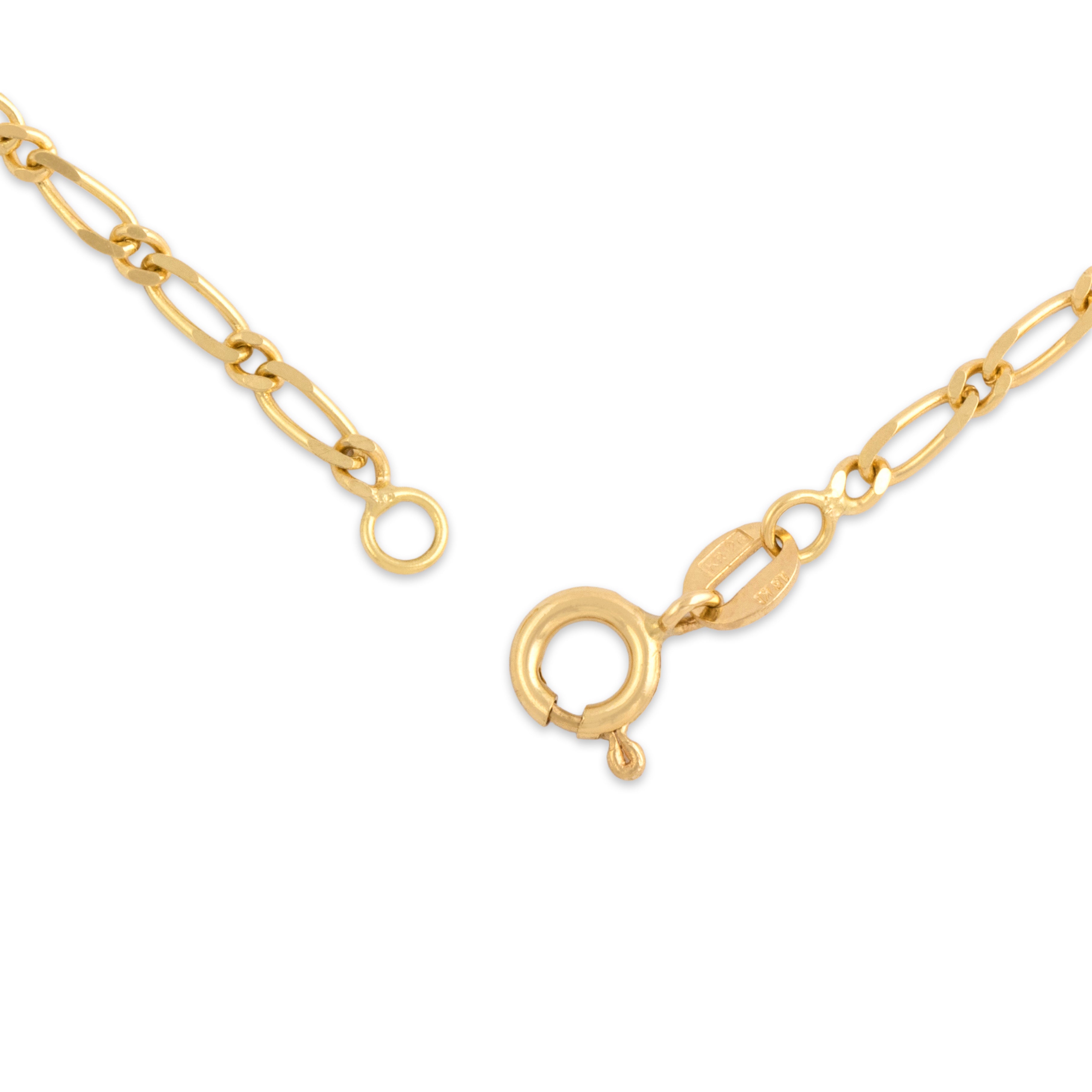 Vintage 18k Yellow Gold 2.2mm Twinkling Diamond Cut Figaro Chain 19.75