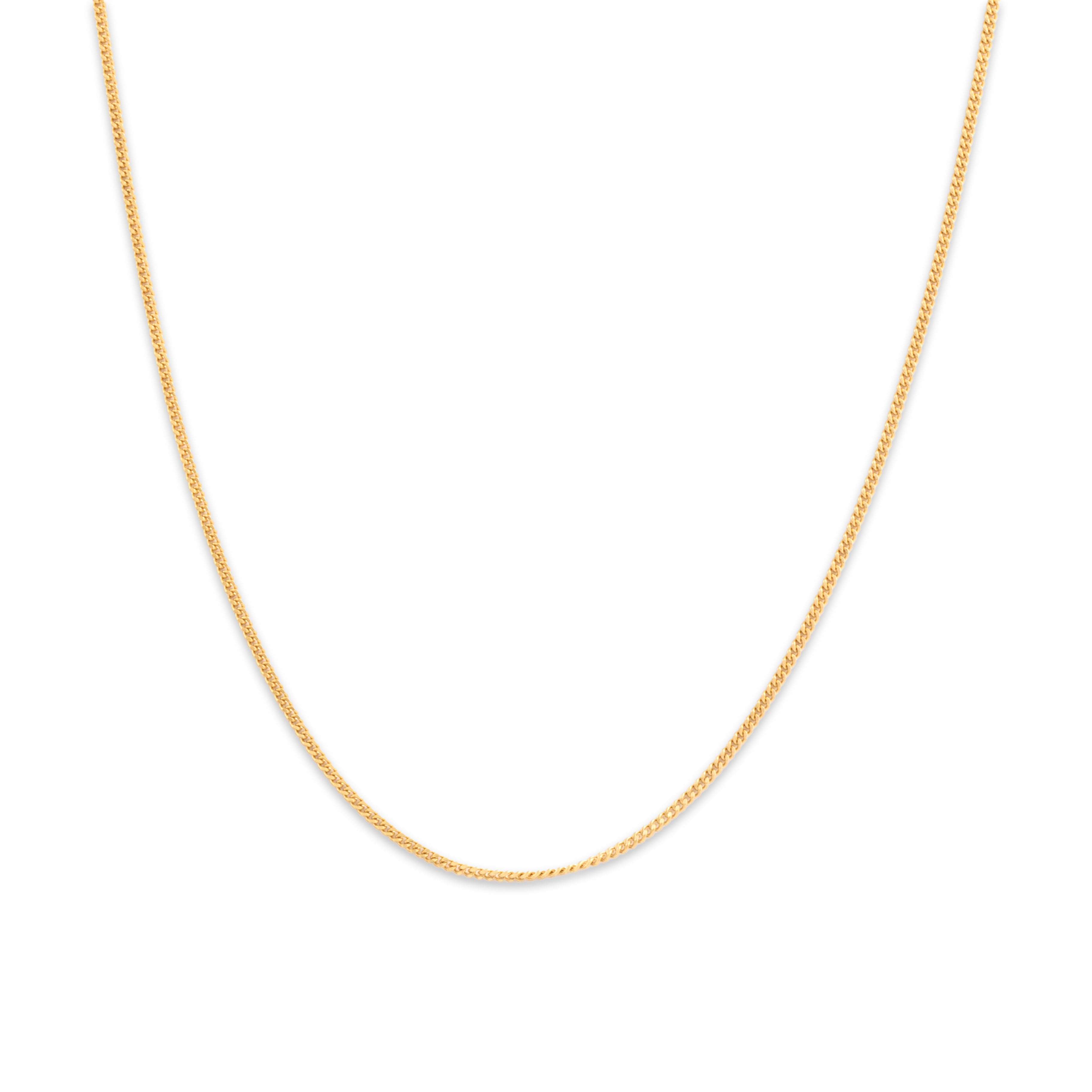 Vintage Italian 18k Yellow Gold 1.2mm Sleek Simple Curb Chain - Close-up view