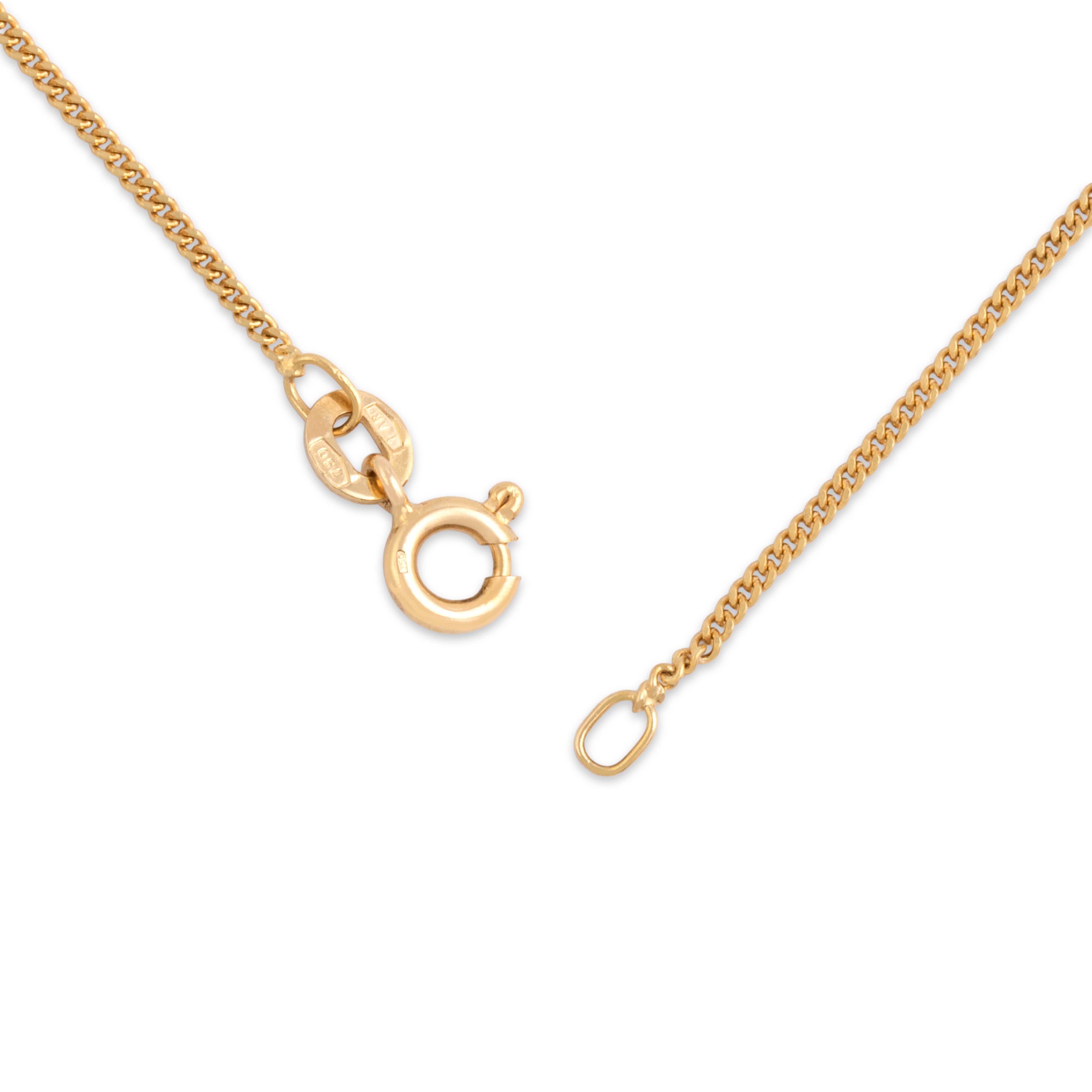 Vintage Italian 18k Yellow Gold 1.2mm Sleek Simple Curb Chain - clasp view
