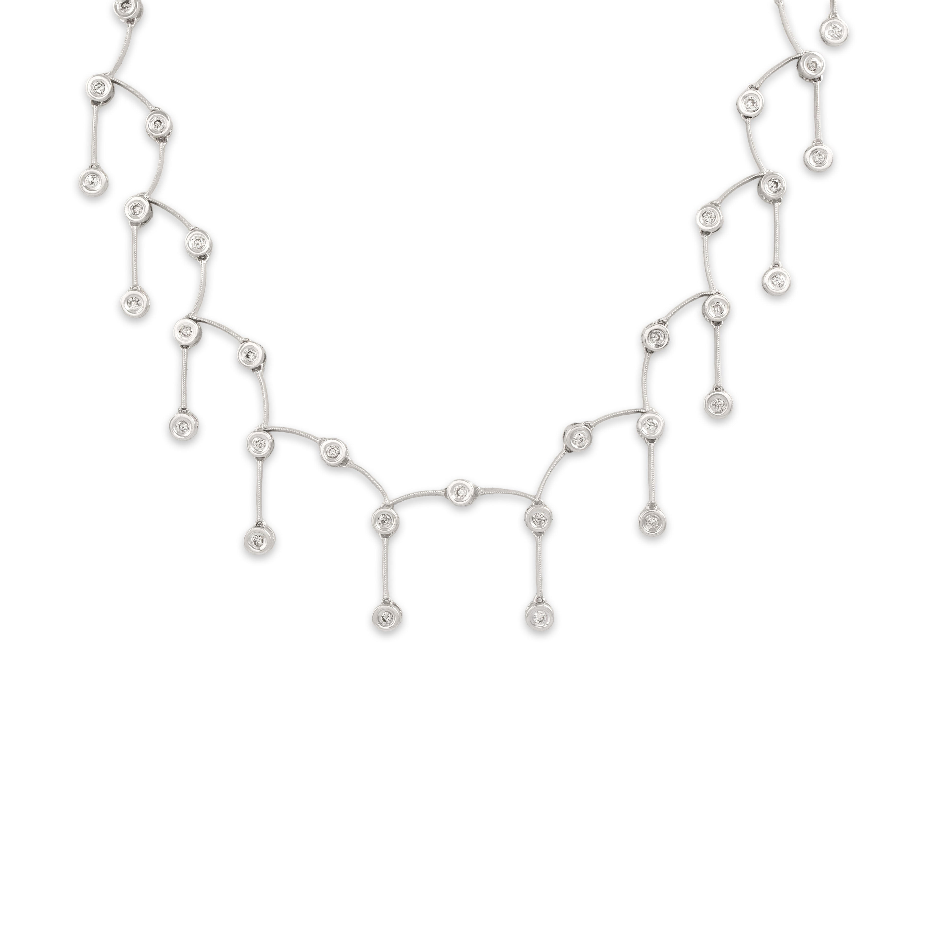 Vintage 14k White Gold .54cttw Diamond Brilliant Chandelier Dangle Necklace - detail view #1