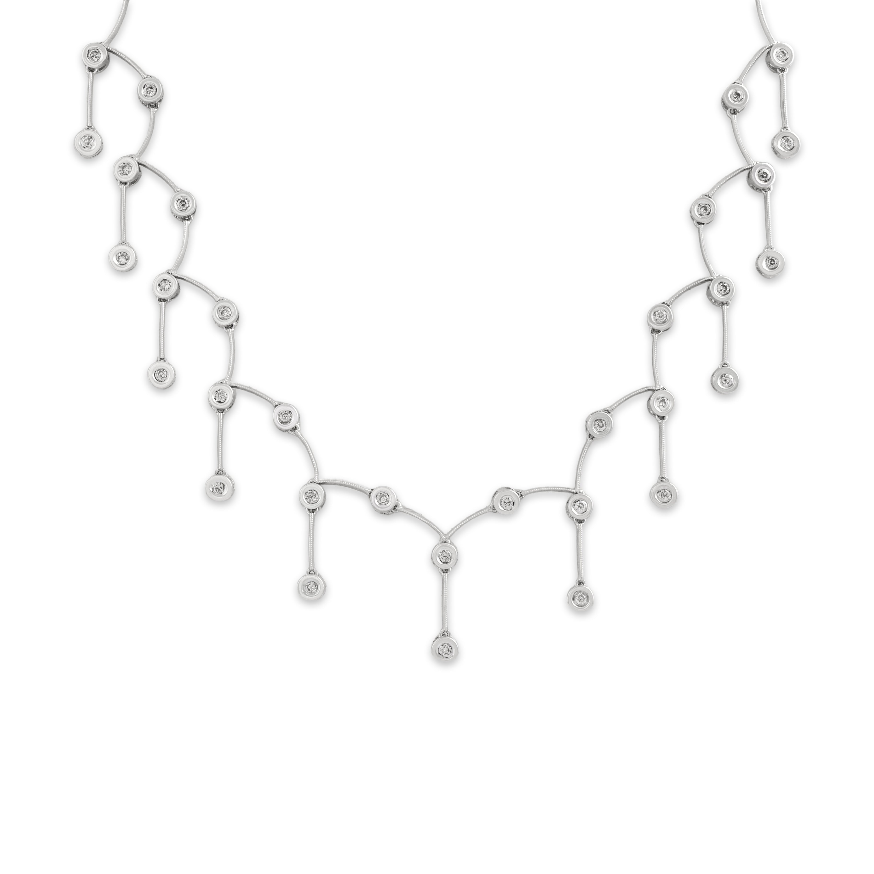 Vintage 14k White Gold .54cttw Diamond Brilliant Chandelier Dangle Necklace 16.75