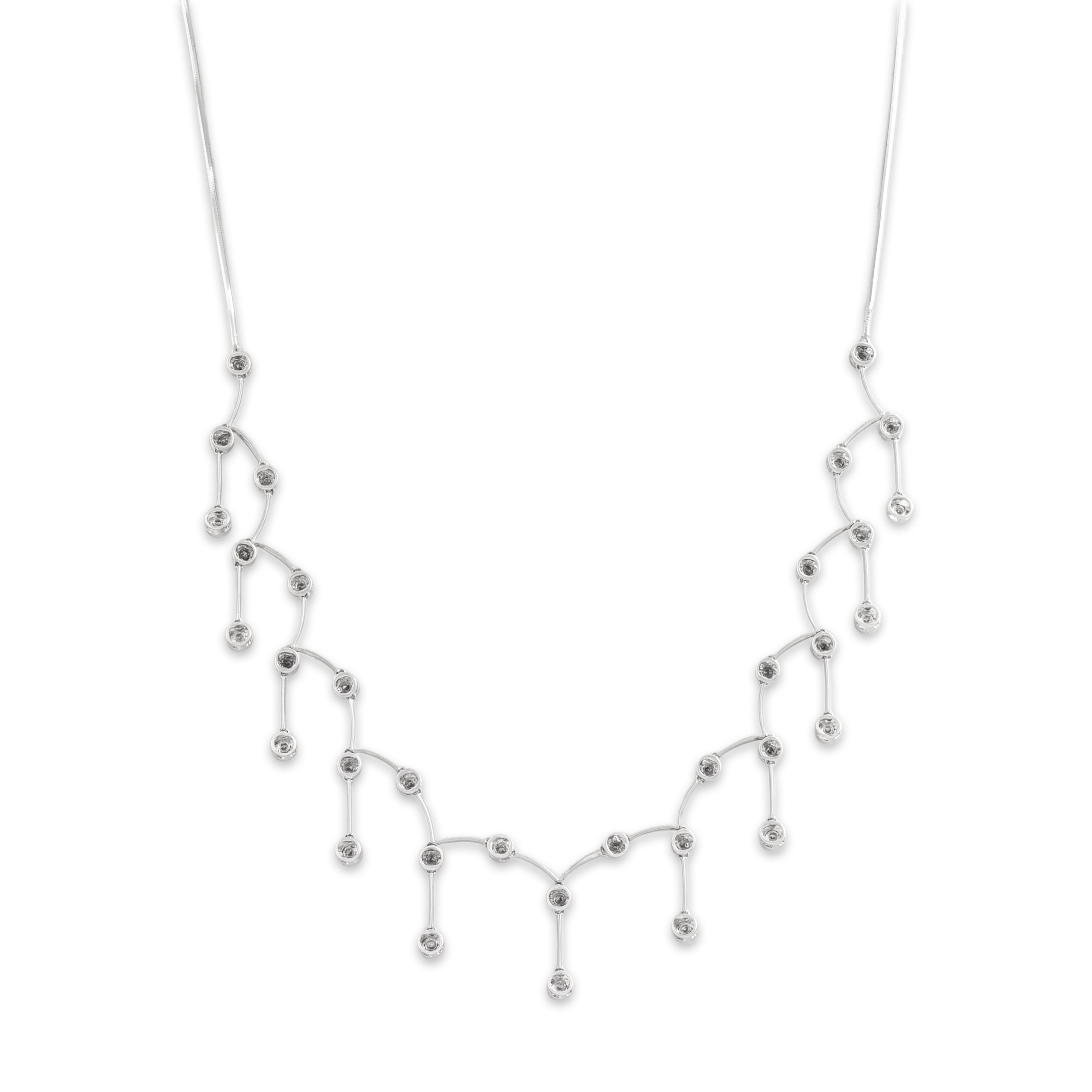 Vintage 14k White Gold .54cttw Diamond Brilliant Chandelier Dangle Necklace 16.75