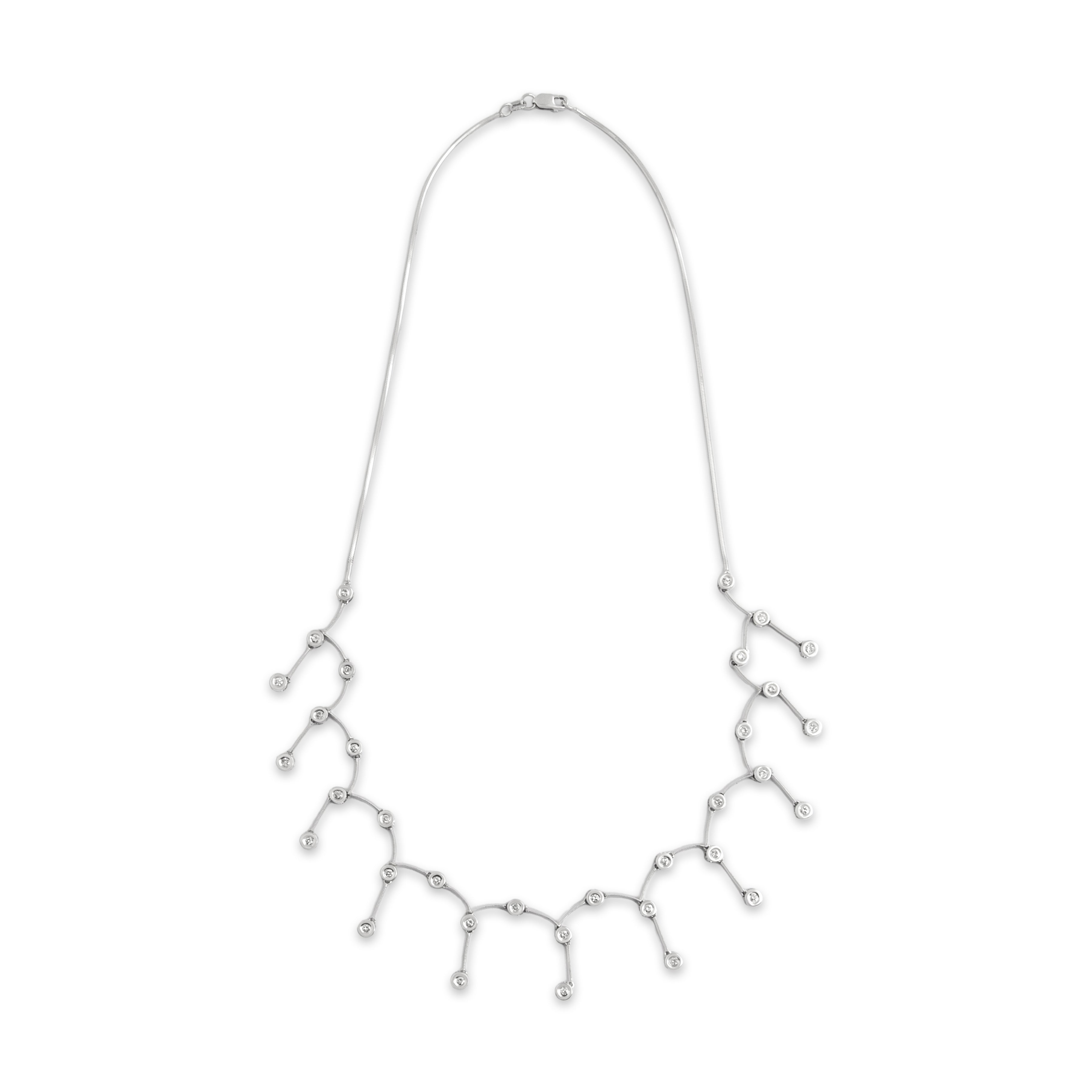 Vintage 14k White Gold .54cttw Diamond Brilliant Chandelier Dangle Necklace 16.75