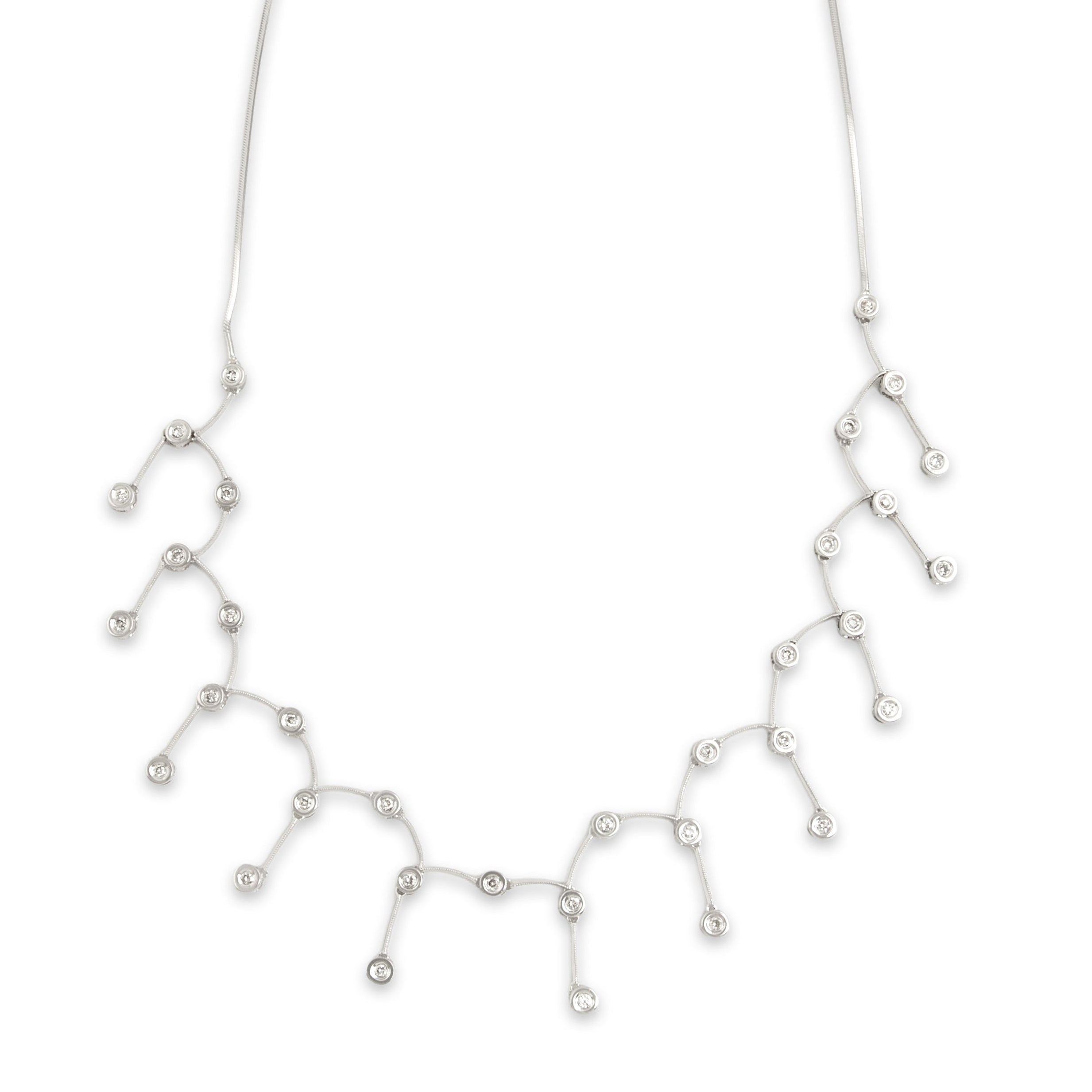 Vintage 14k White Gold .54cttw Diamond Brilliant Chandelier Dangle Necklace 16.75