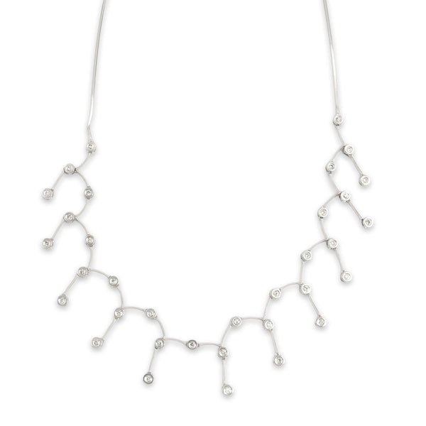 Vintage 14k White Gold .54cttw Diamond Brilliant Chandelier Dangle Necklace 16.75"