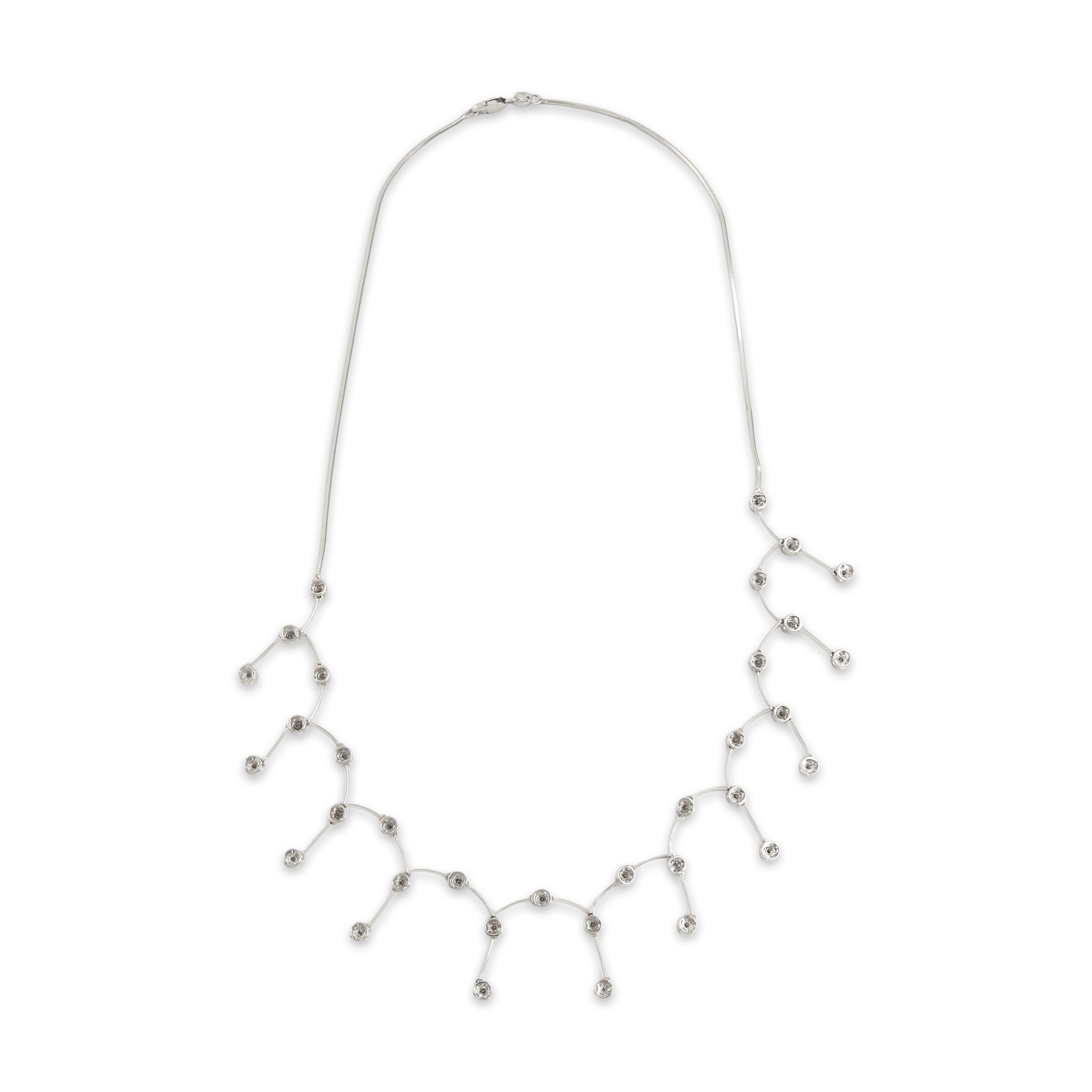 Vintage 14k White Gold .54cttw Diamond Brilliant Chandelier Dangle Necklace - Back view