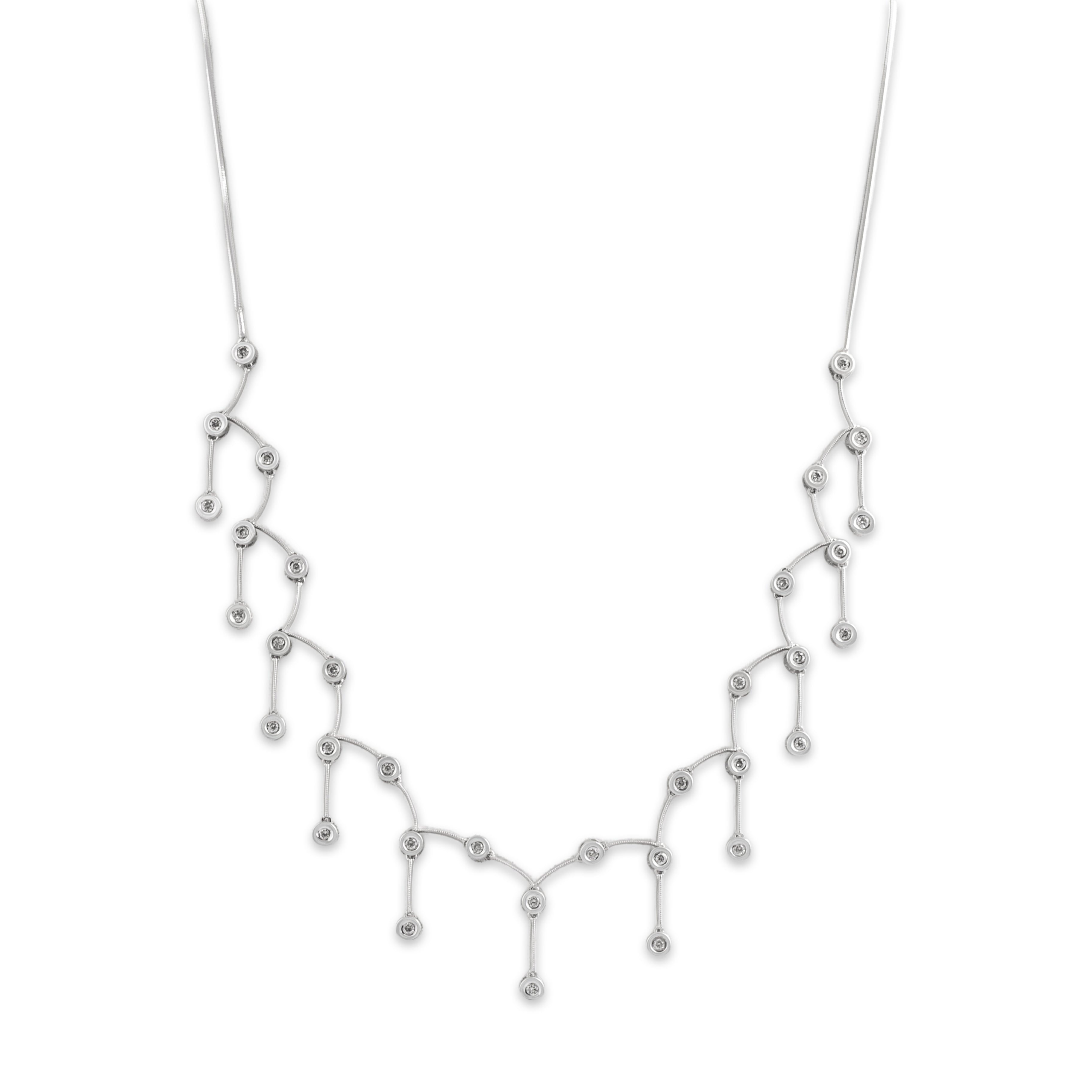 Vintage 14k White Gold .54cttw Diamond Brilliant Chandelier Dangle Necklace 16.75
