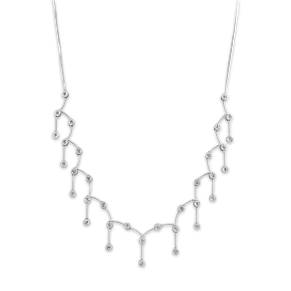 Vintage 14k White Gold .54cttw Diamond Brilliant Chandelier Dangle Necklace 16.75"