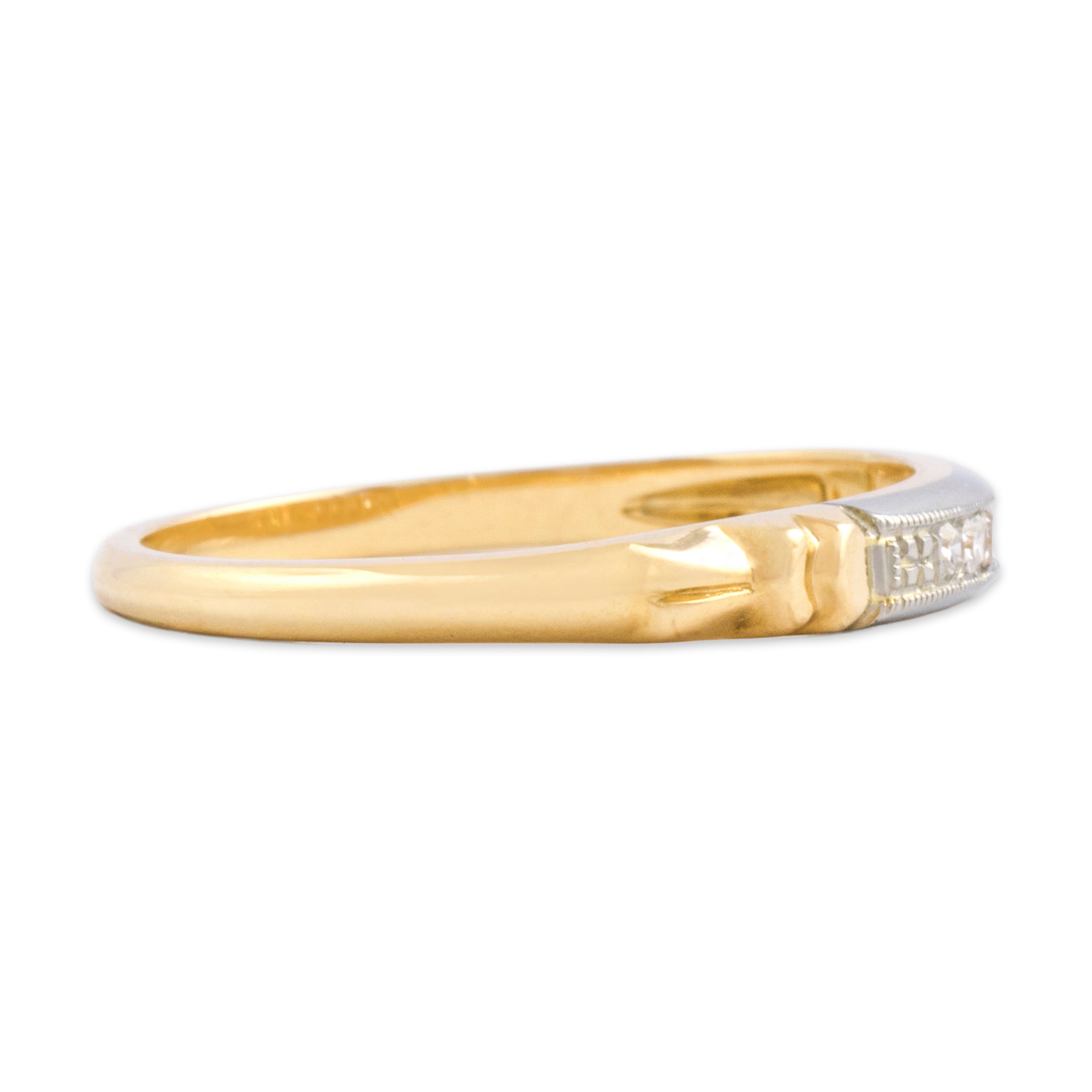 Antique Art Deco 14k Yellow Gold & 18k White Gold Diamond Milgrain Band Ring 6.00