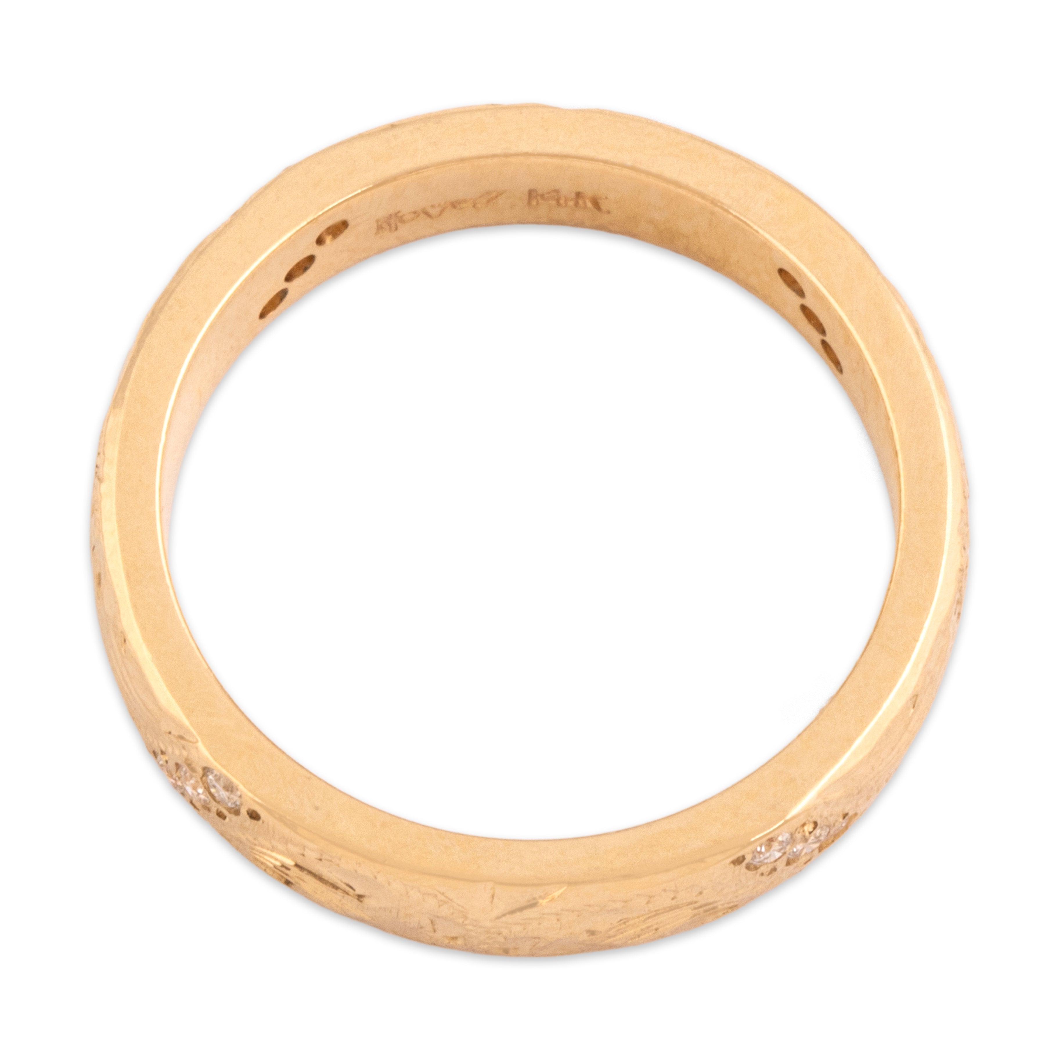 Vintage 14k Yellow Gold Diamond Beautiful Intricate Engraved Eternity Band Ring - detail view #1