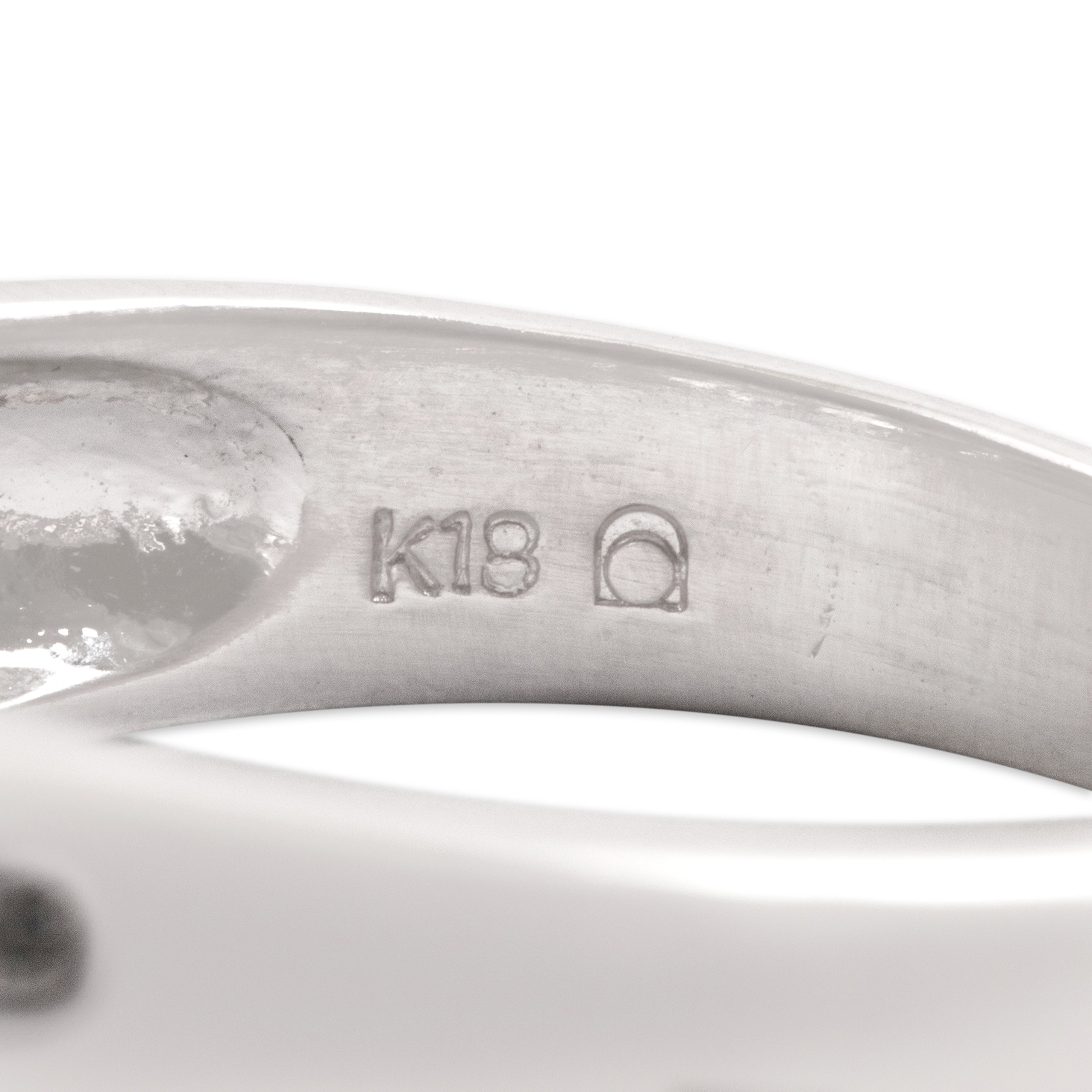 Vintage 18k White Gold [Custom Carat] Domed Bubble Band Ring - Hallmark view