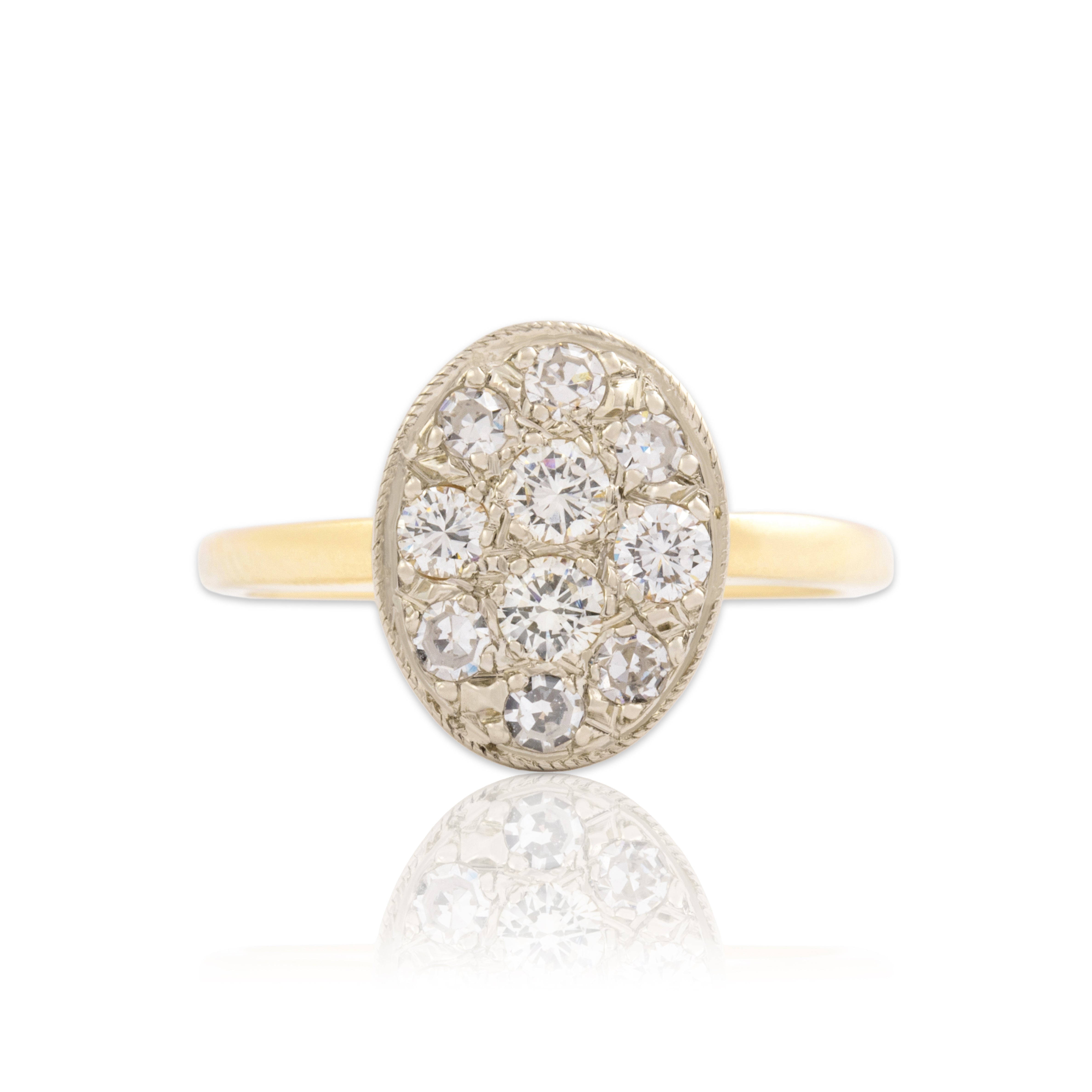 Vintage 14k White & Yellow Gold Diamond Sparkling Scatter Set Ring 5.25