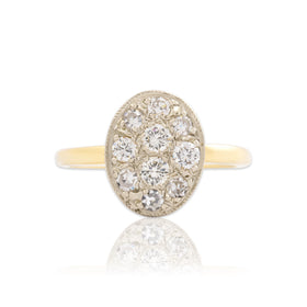 Vintage 14k White & Yellow Gold Diamond Sparkling Scatter Set Ring 5.25