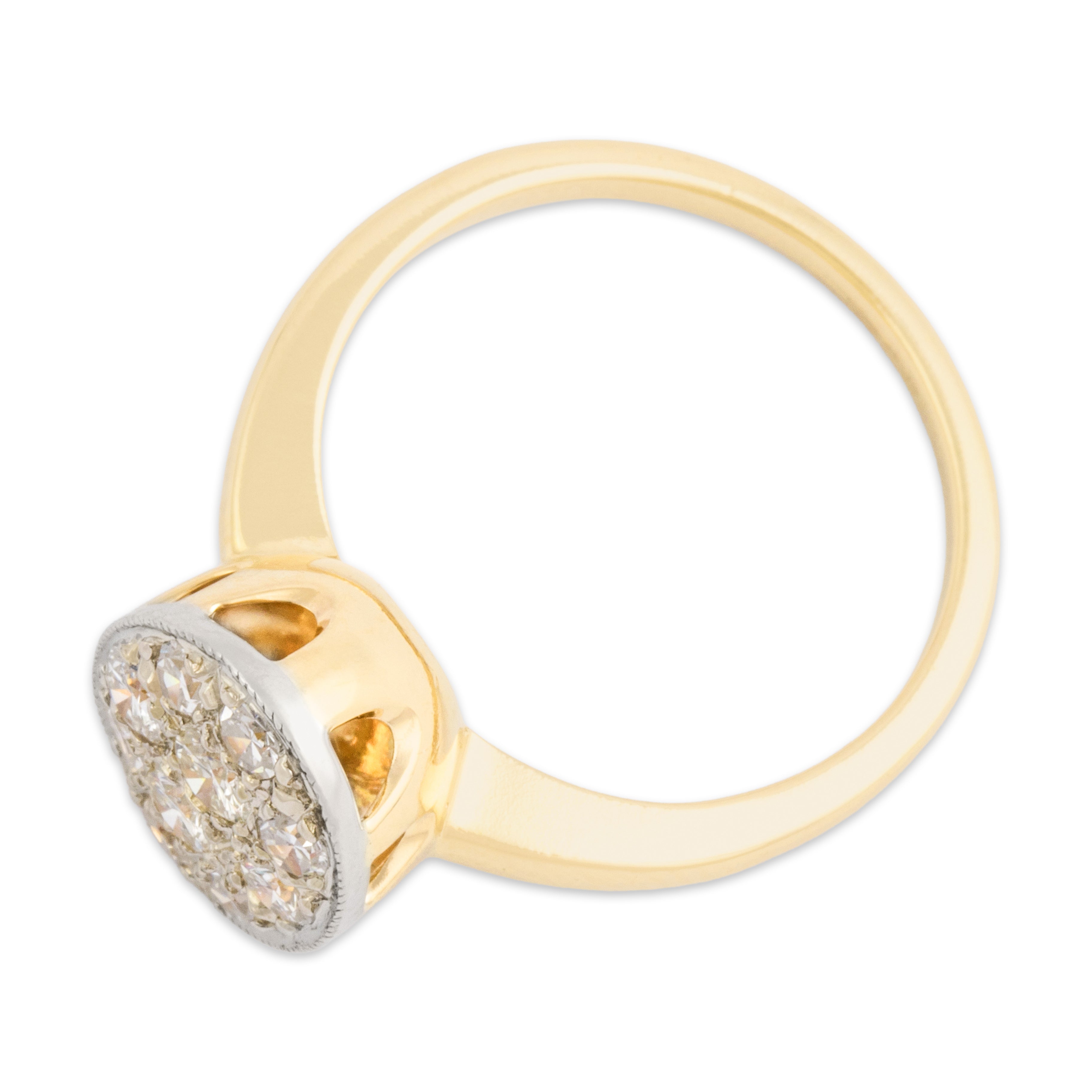 Vintage 14k White & Yellow Gold Diamond Sparkling Scatter Set Ring 5.25