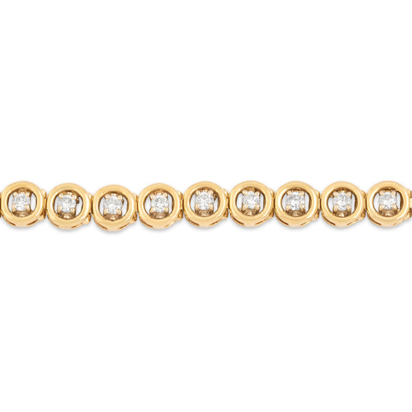 Vintage 14k Yellow & White Gold 2.77cttw Diamond Bubble Statement Bracelet 6.5