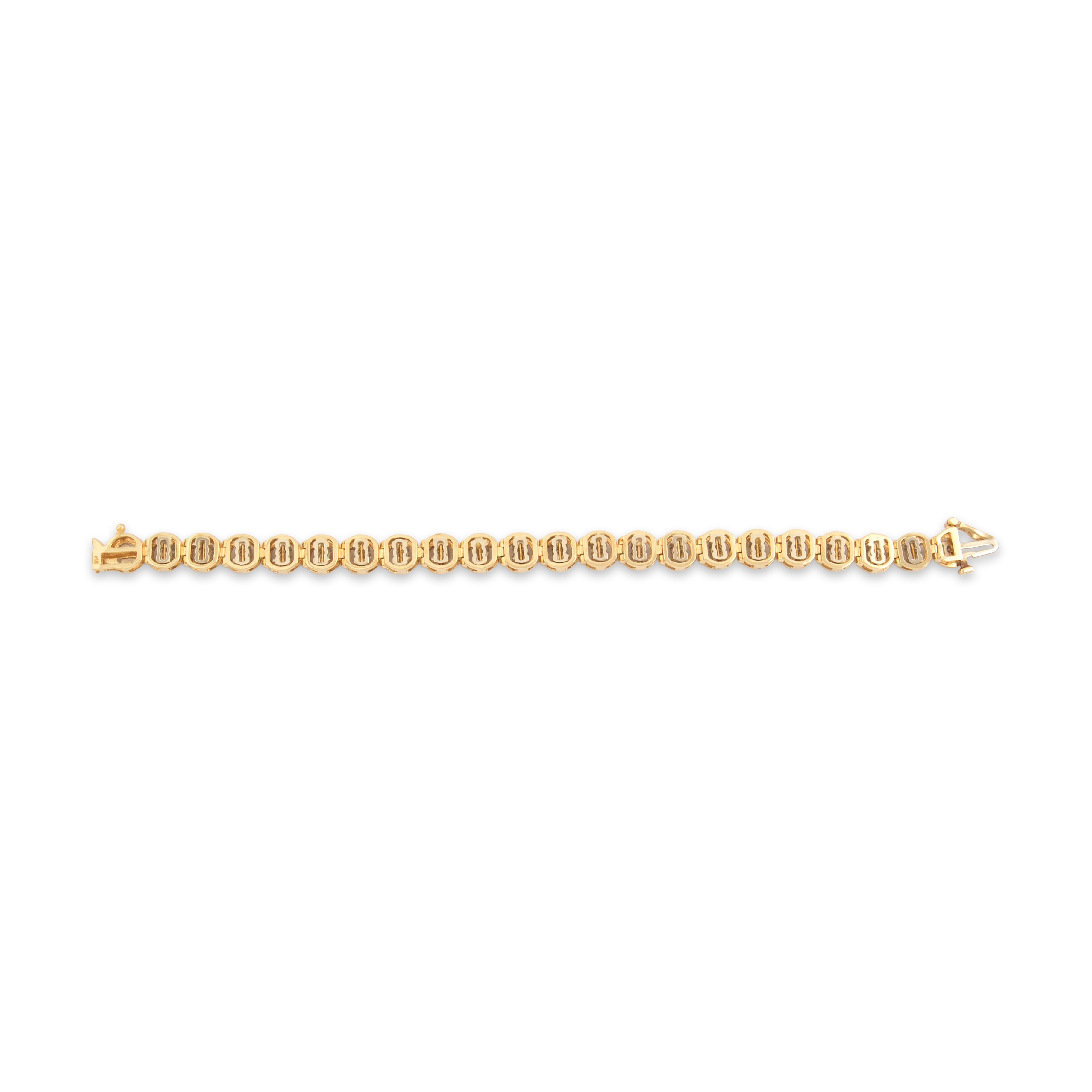 Vintage 14k Yellow & White Gold 2.77cttw Diamond Chic Bubble Statement Bracelet - Back view