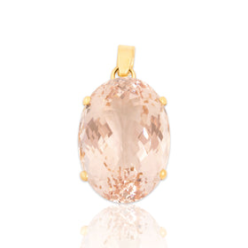 Vintage 18k Yellow Gold 59.88ct Morganite Oversized Dramatic Oval Pendant
